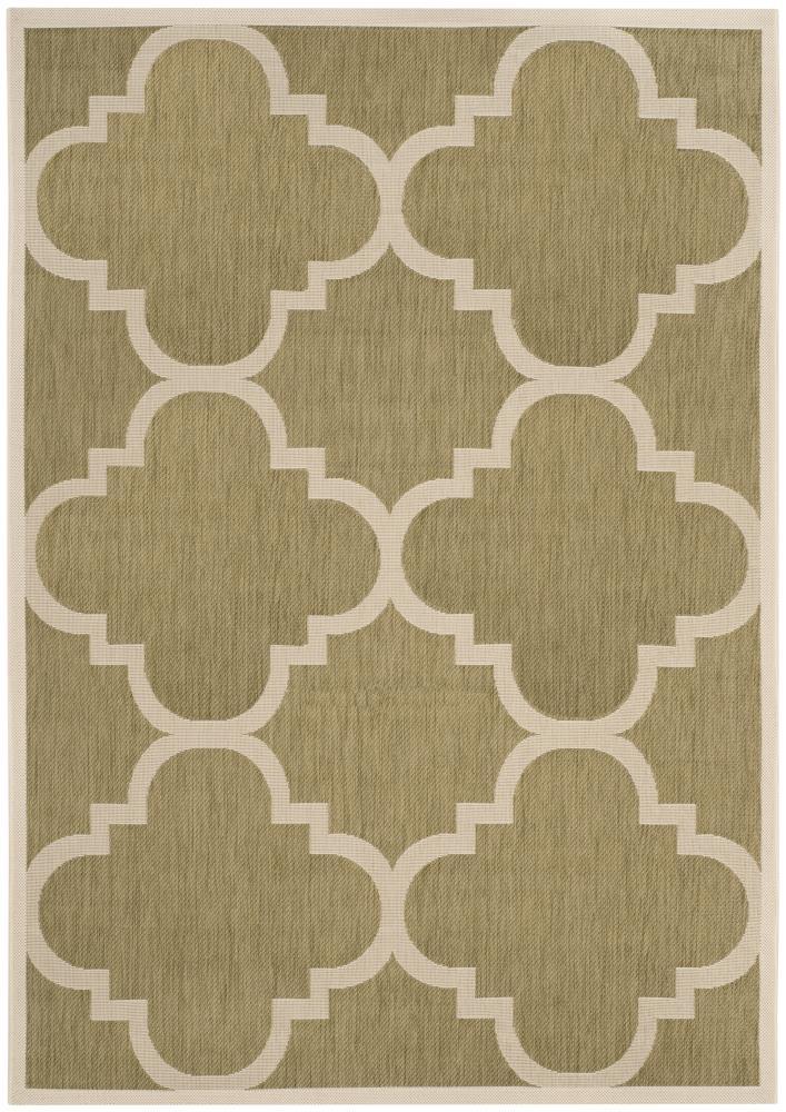 Courtyard CY6243 Power Loomed Indoor and Outdoor Area Rug - Green/Beige - 6'7"x9'6" - Safavieh