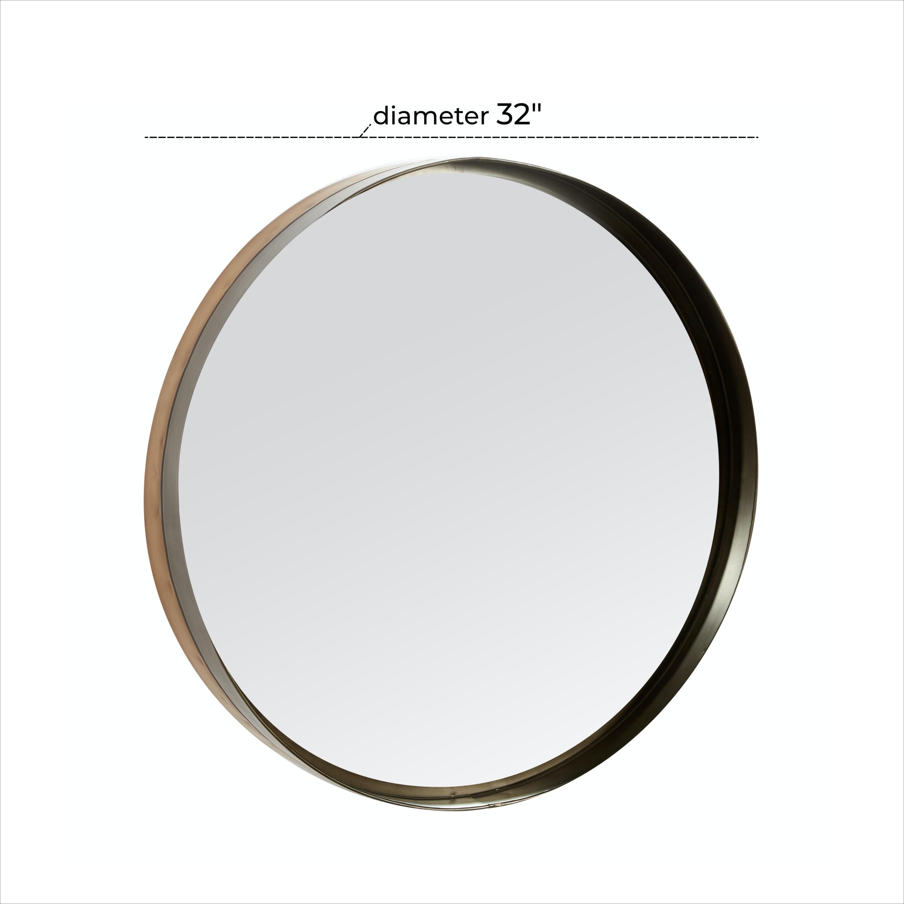DecMode 32" x 32" Brown Wall Mirror with Thin Frame