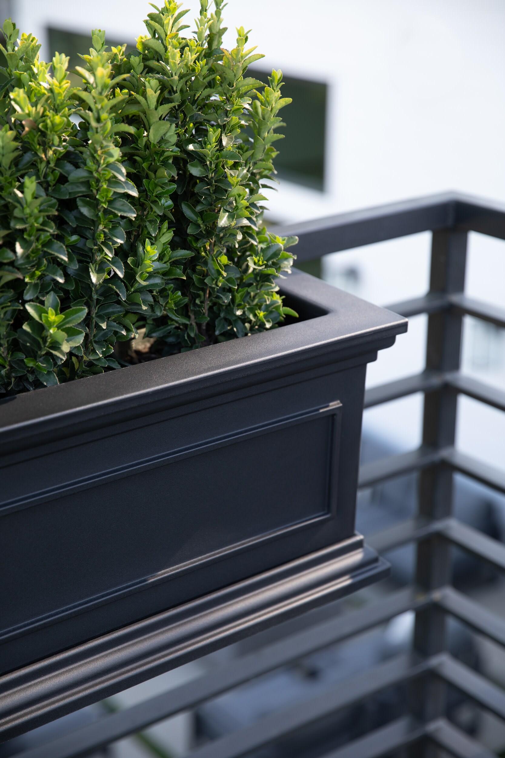 Veradek Brixton Railing Window Box 36" Plastic Planter 2-Pack Black