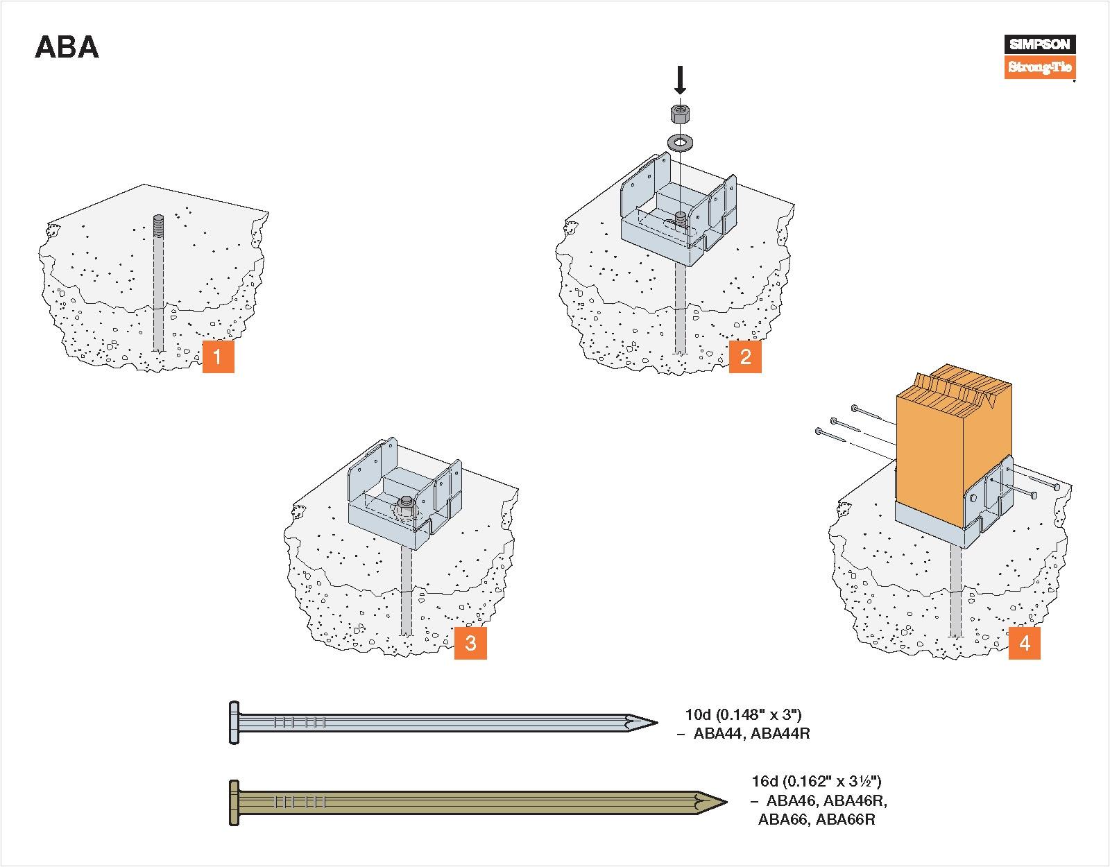 Simpson Strong-Tie 16 Gauge 4 X 4 Zmax Coating Aba Adjustable Post Base