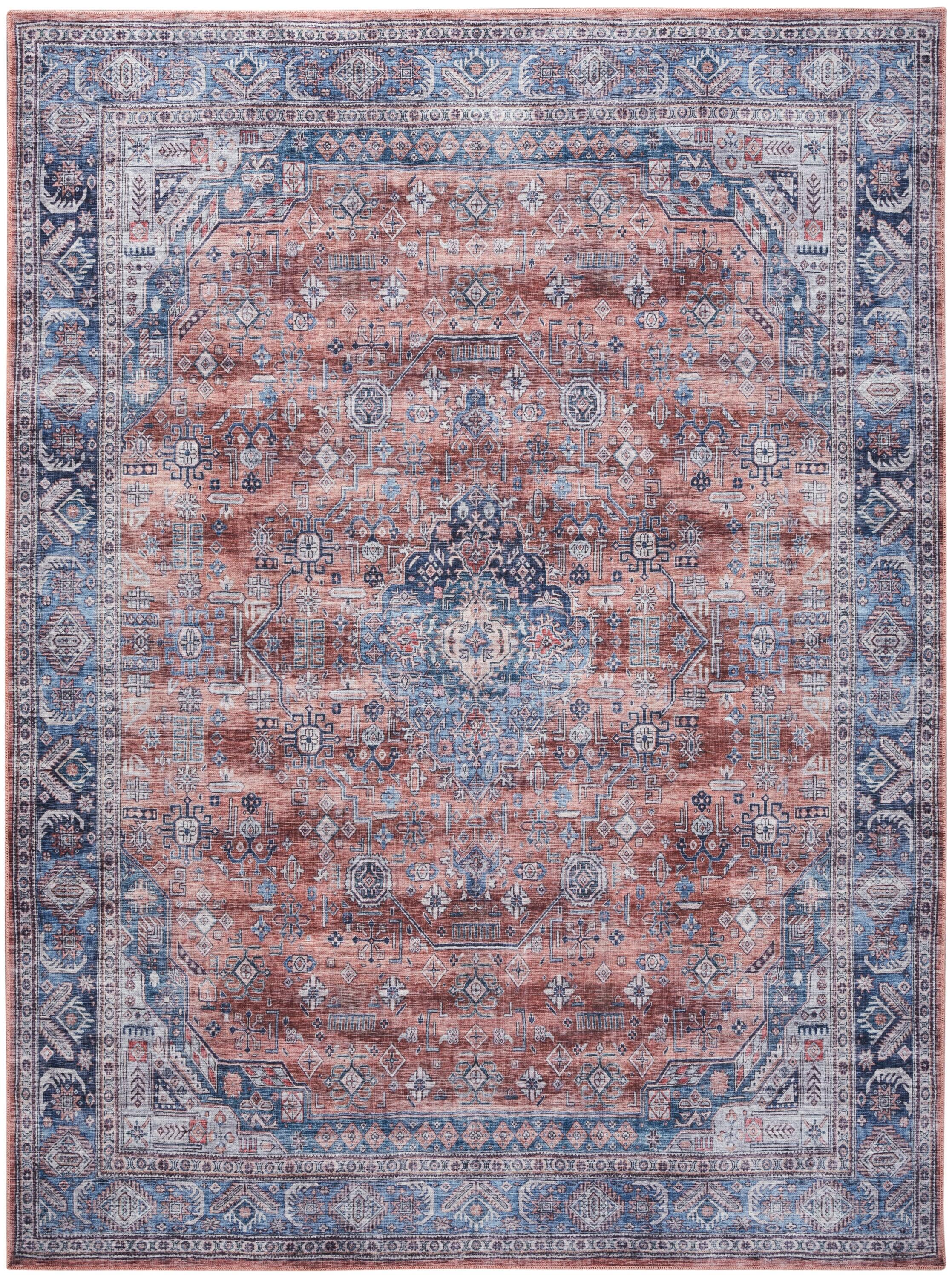 Nourison Washable Brilliance 7'10" x 9'10" Blue/Multi Vintage Indoor Rug