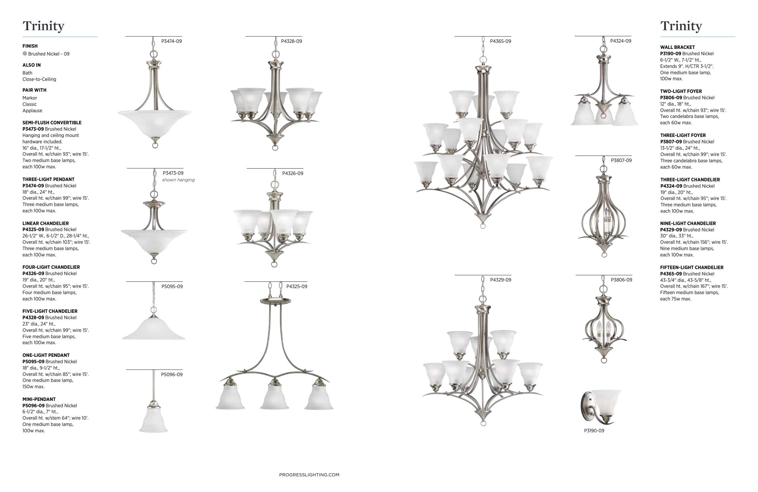 Progress Lighting Trinity 5-Light Chandelier, Steel, Antique Bronze, Etched Glass Shades