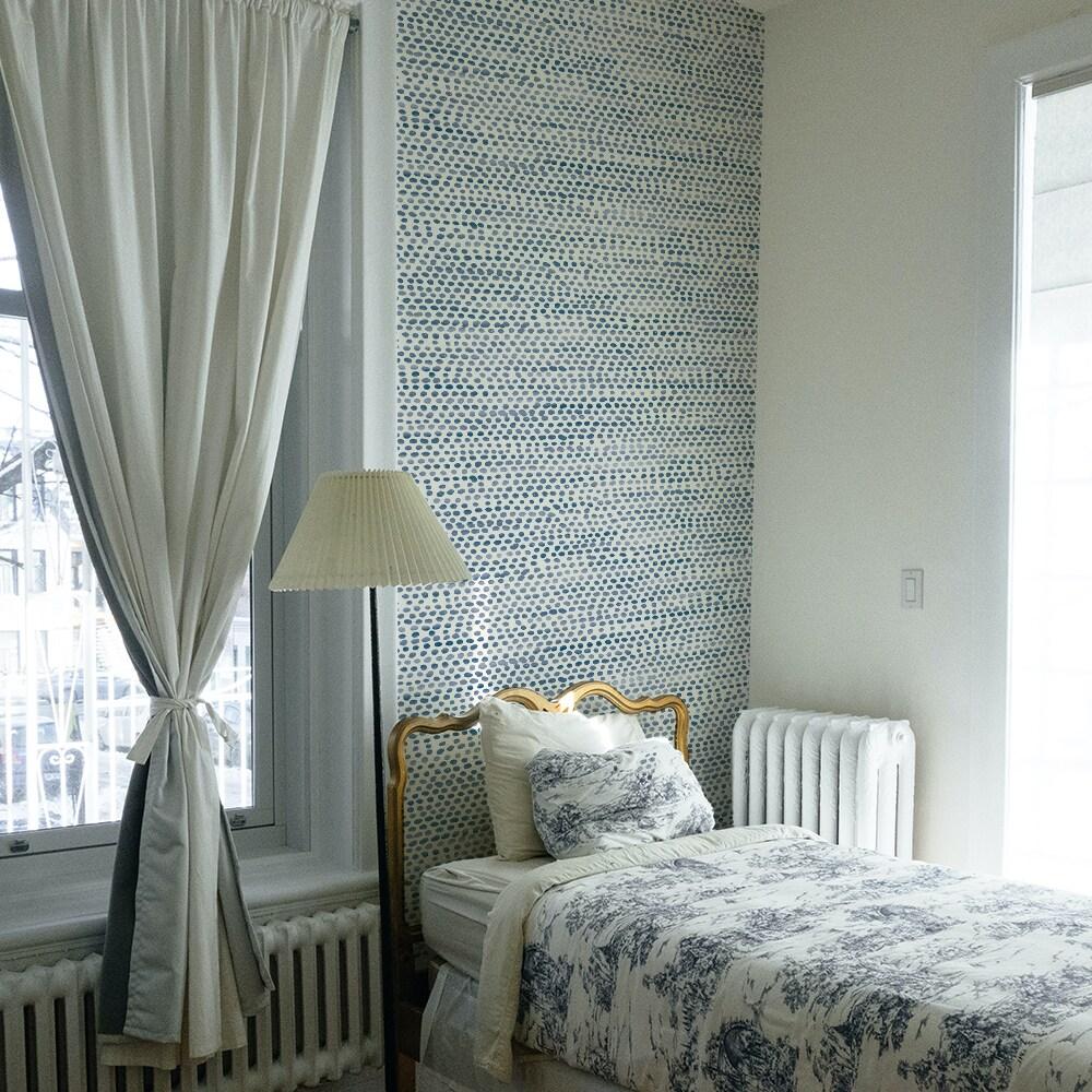 Tempaper Moire Dots Light Tan Peel and Stick Wallpaper, 20.5" x 16.5'