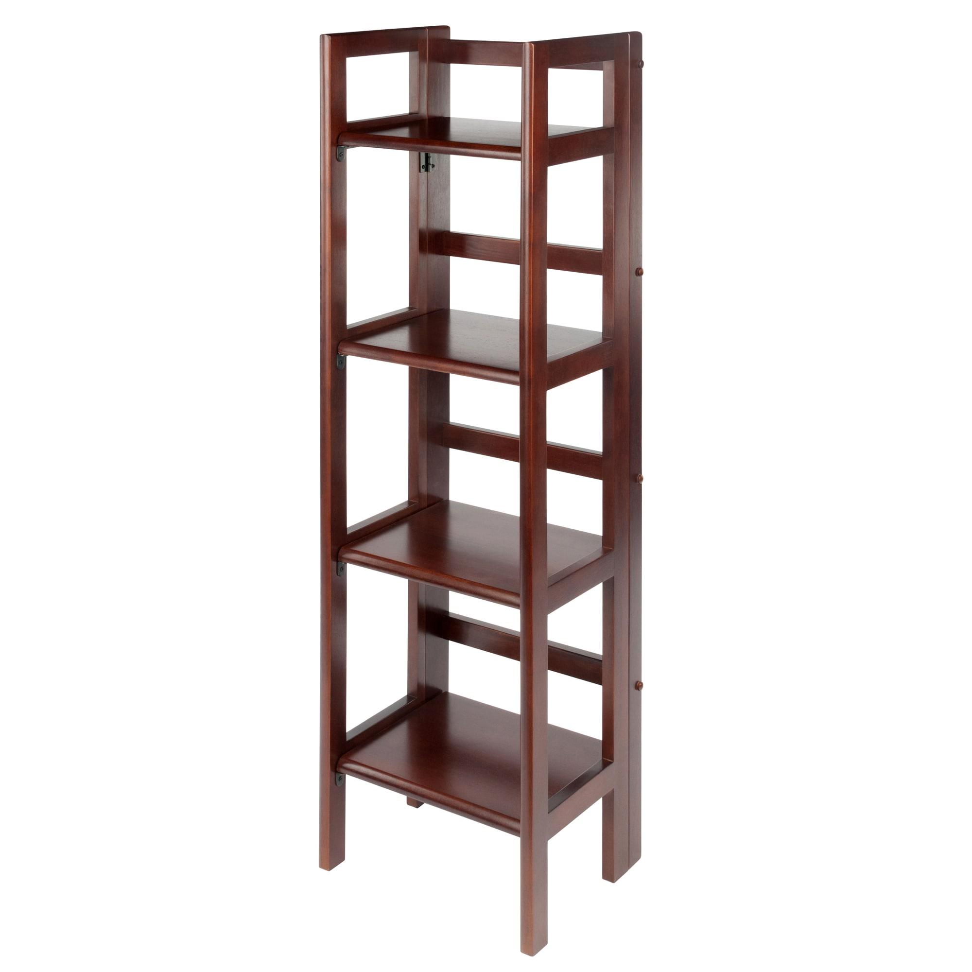 51.34" Terry Folding Bookcase Walnut - Winsome: Beech Wood, 4 Shelves, Space Saver