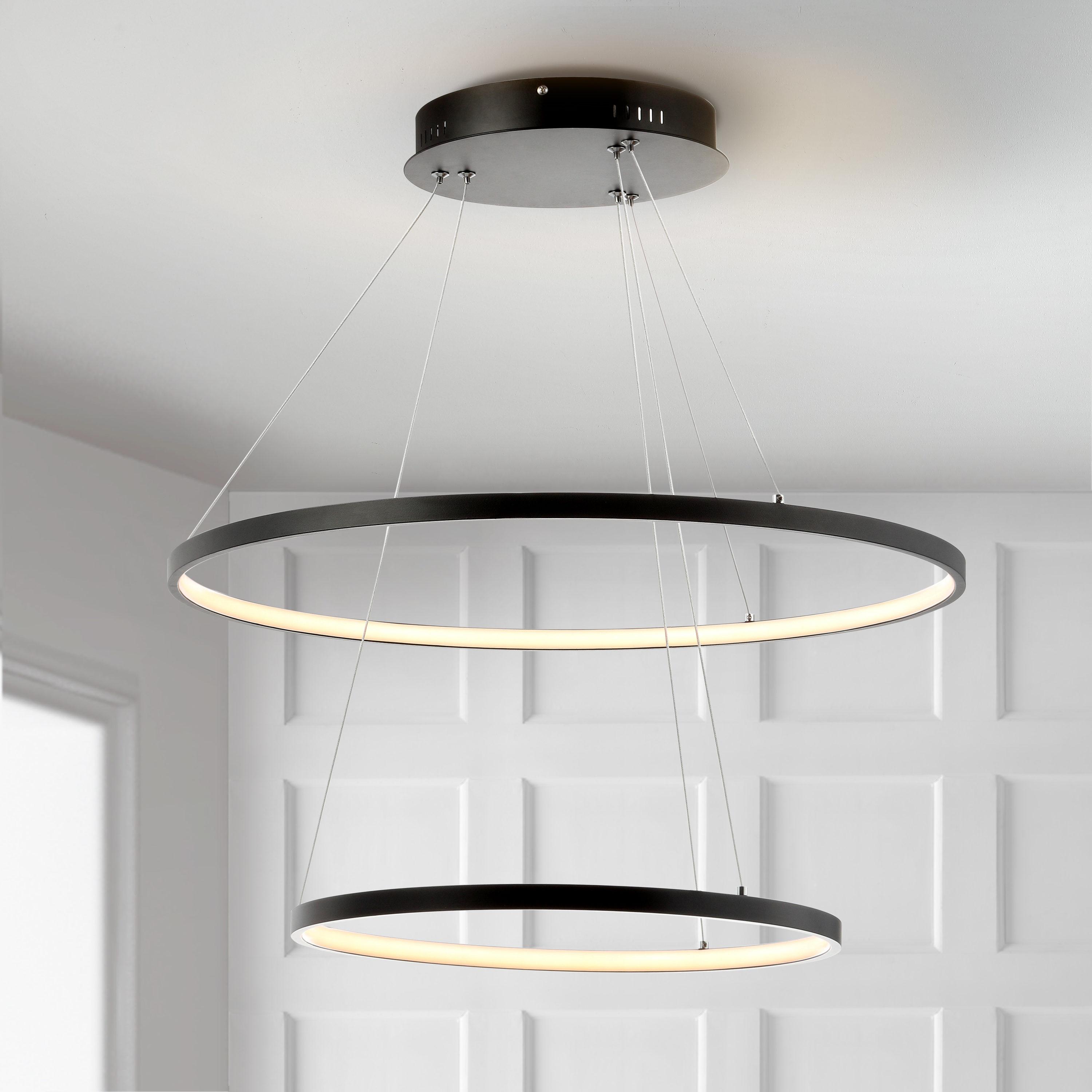 Brice 24" Round Integrated LED Metal Pendant, Matte Black