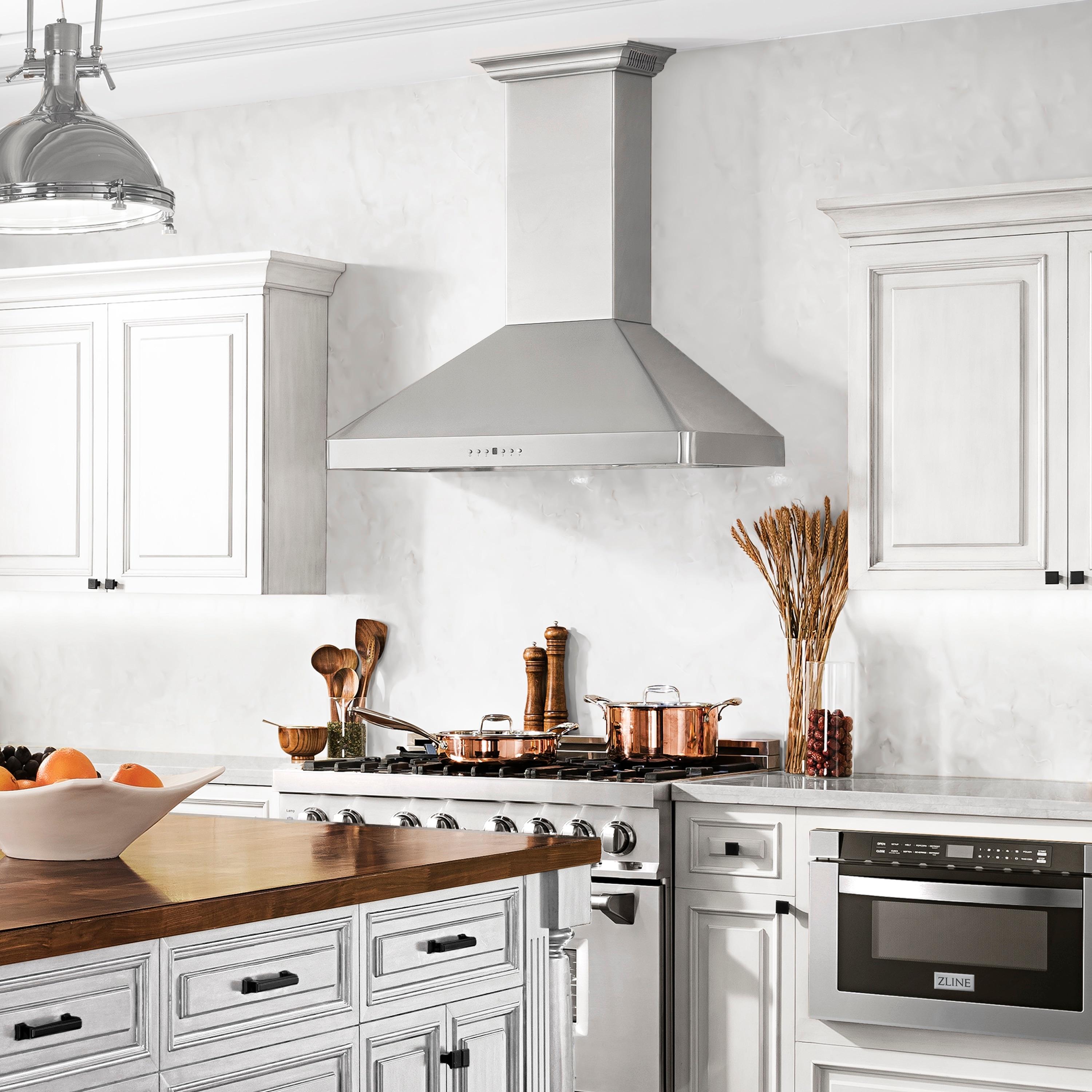 30 in. ZLINE CrownSoundDucted Vent Wall Mount Range Hood in Stainless Steel W/ Bluetooth Speakers (KF2CRN-BT-30)