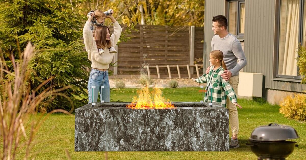 VEVOR Tempered Glass Fire Pit Accessory (Set of 4)