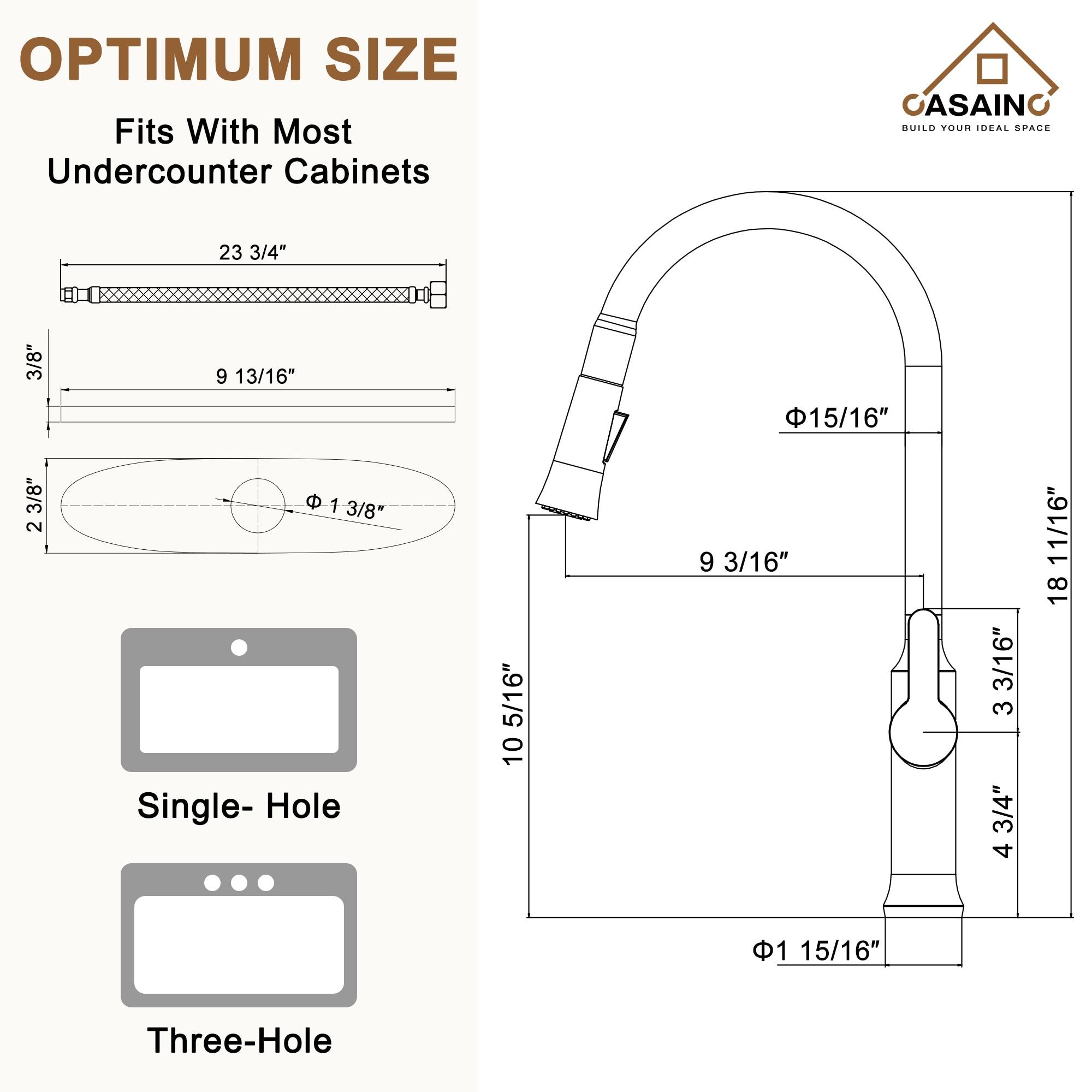 CASAINC CASAINC Single-Handle Pull-Down Kitchen Faucet Single Hole Faucet CA-D4171-BN