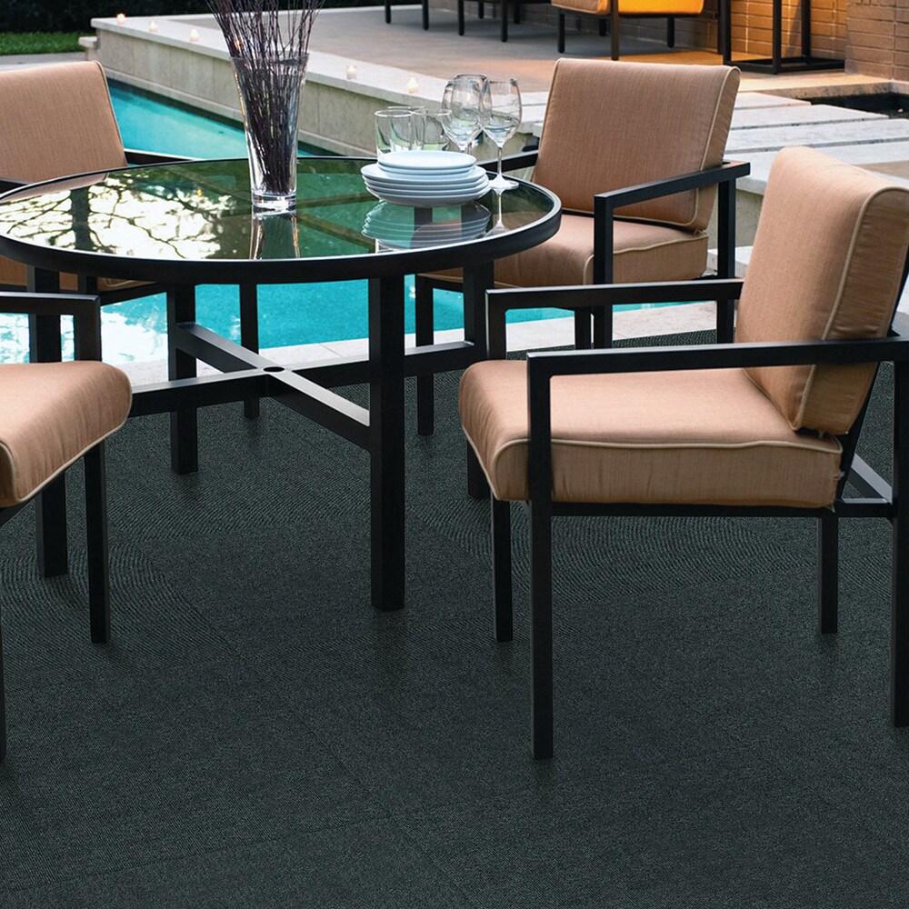 18" 16pk Rib Carpet Tiles Green - Foss Floors: Easy Install, Indoor/Outdoor, Pet-Friendly