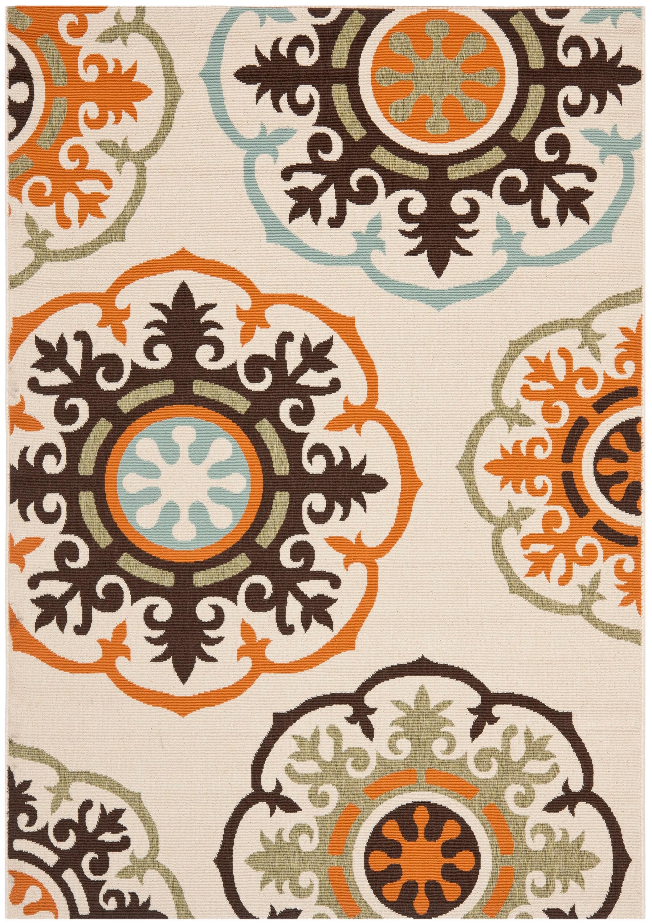 Veranda VER002 Power Loomed Indoor/Outdoor Area Rug - Cream/Terracotta - 5'3"x7'7" - Safavieh.
