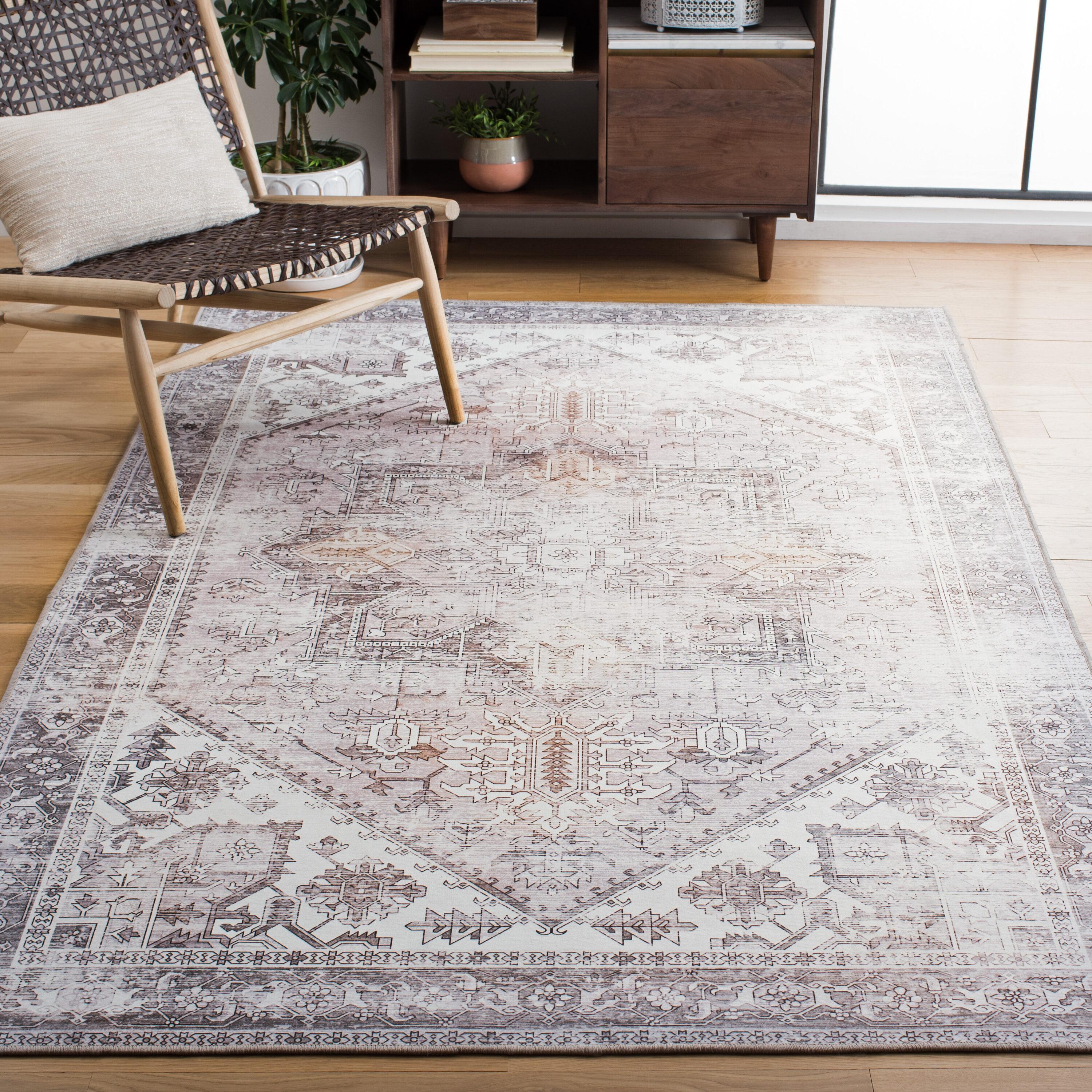 Tucson TSN102 Power Loomed Machine Washable Area Rug - Beige/Grey - 5'x8' - Safavieh.