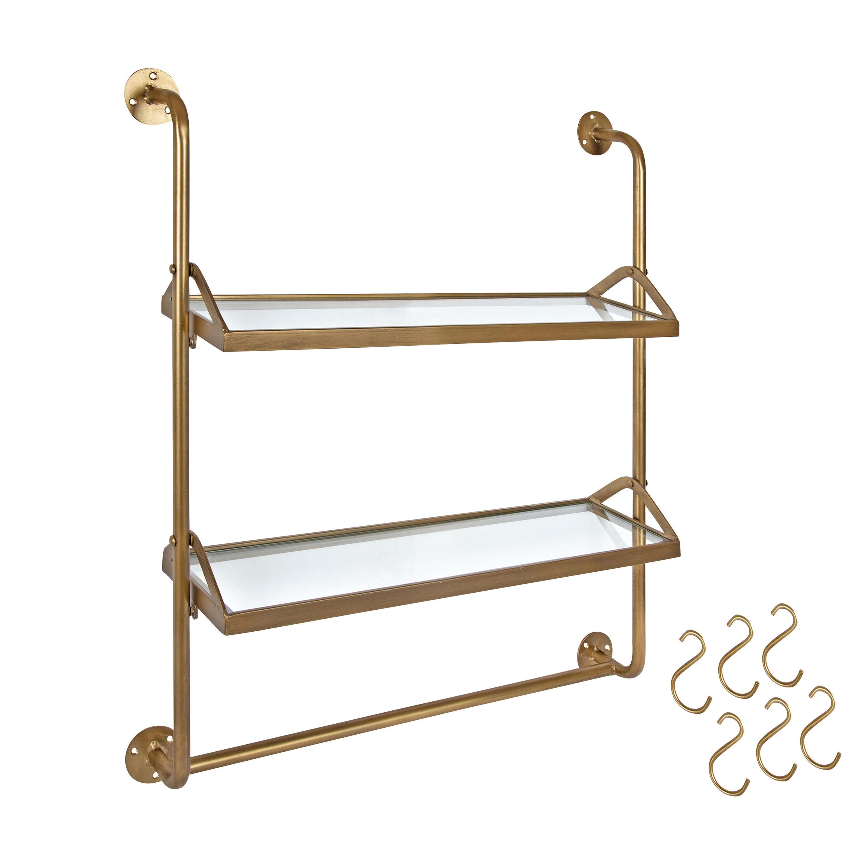 26" x 31" Marit Metal Wall Shelf Gold - Kate & Laurel All Things Decor