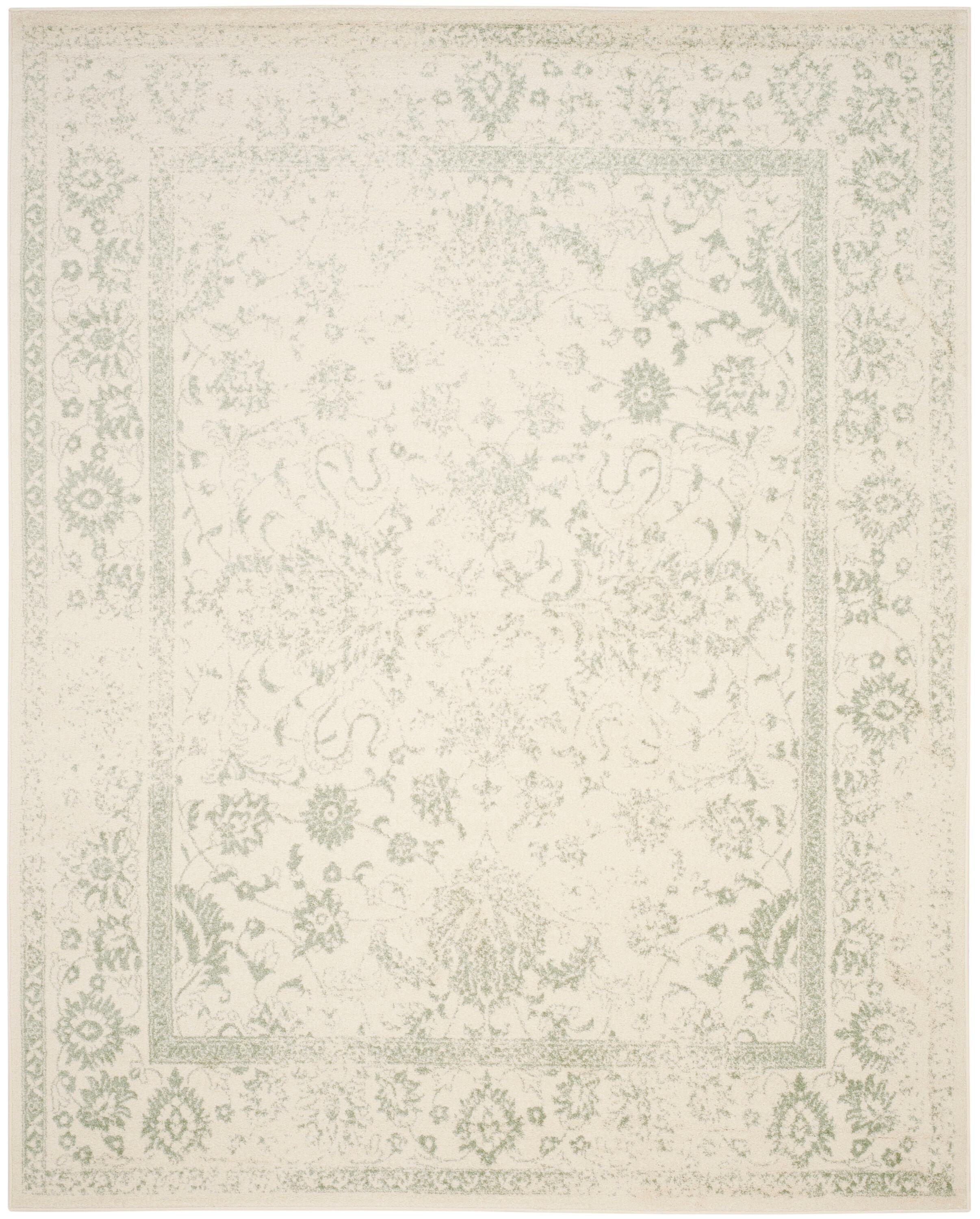 SAFAVIEH Adirondack Wyatt Distressed Area Rug, Ivory/Sage, 9' x 12'