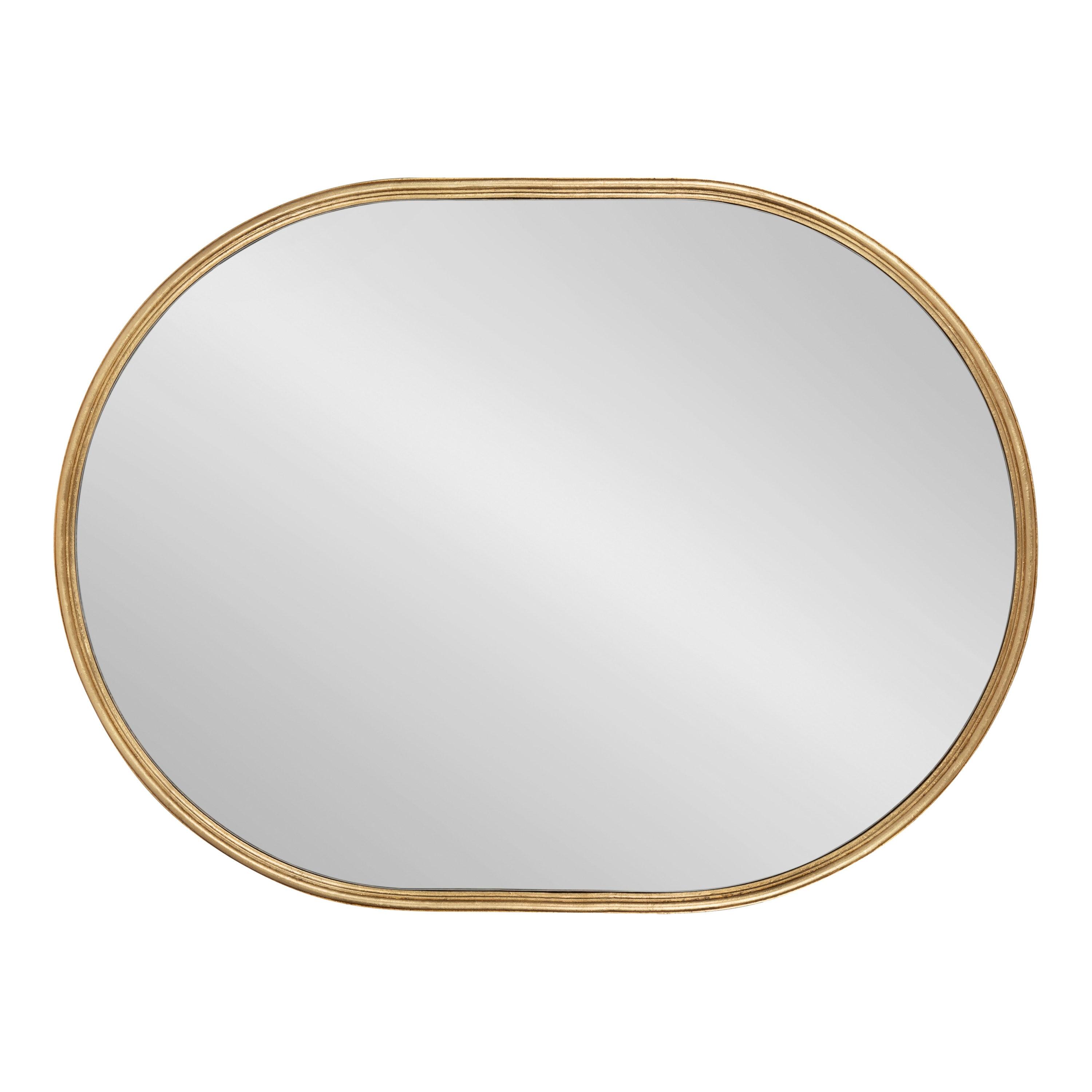 Kate and Laurel Caskill Mid-Century Oval Mirror, 18" x 24", Gold, Capsule-Shaped Accent Mirror for Entryway, Living Room, or Bathroom