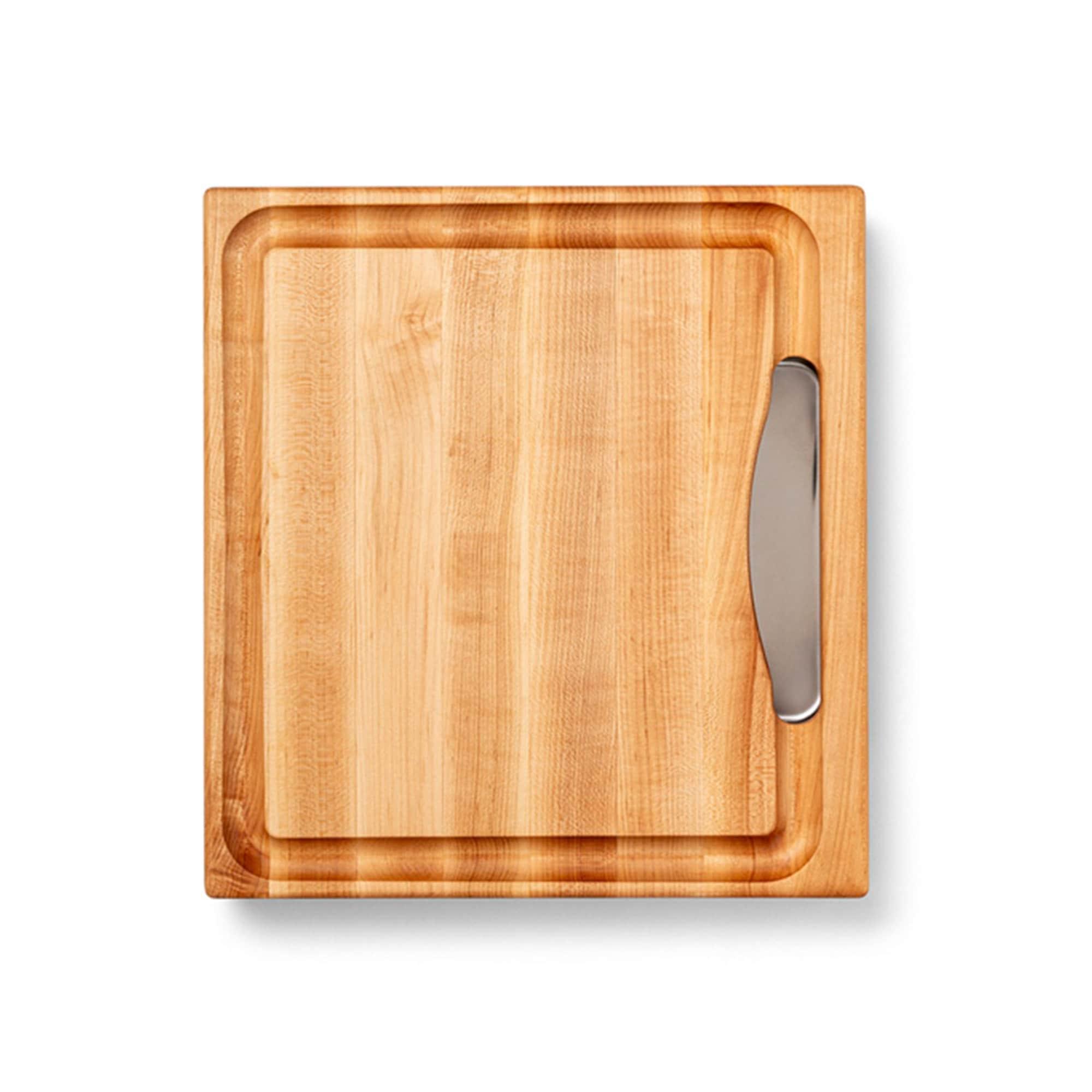 John Boos Boos Block Newton Prep Master Reversible Wood Cutting Board with Juice Groove and Pan, 2.25-Inch Thickness, 15" x 14" x 2 1/4", Maple