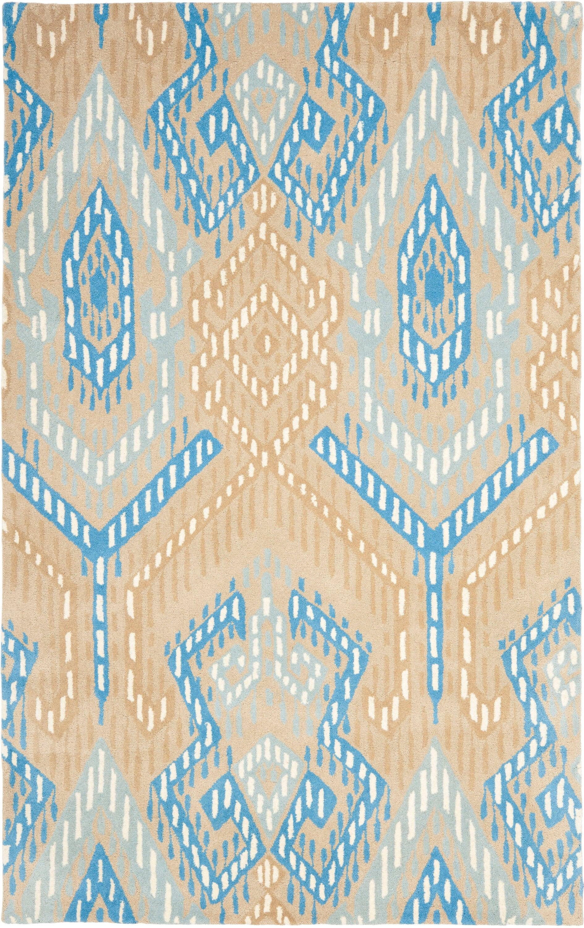 Wyndham WYD373 Hand Tufted Area Rug - Beige/Blue - 5'x8' - Safavieh.