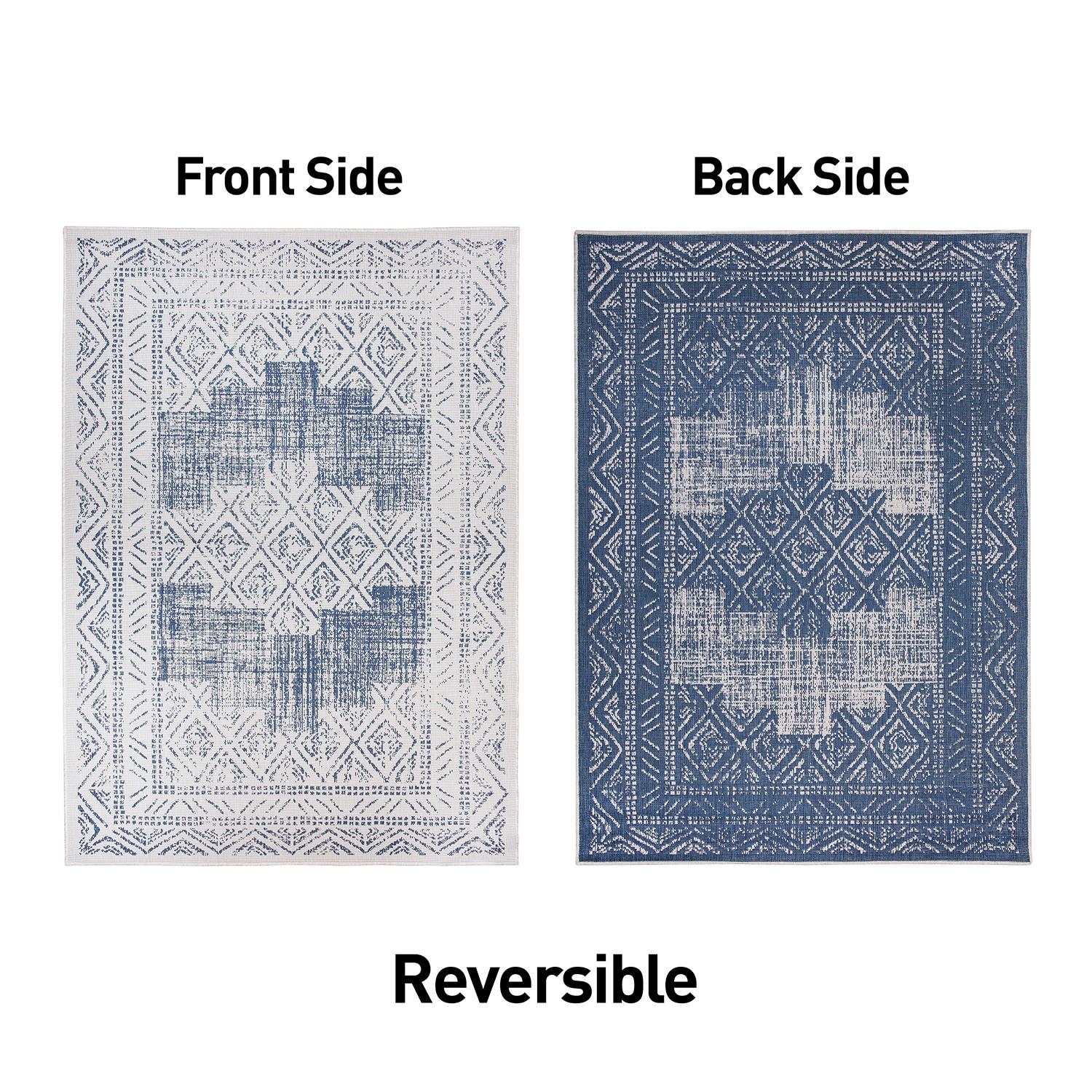 Nuloom Kandace Geometric 5x8 Indoor/Outdoor Area Rug for Living Room Patio Deck Front Porch Kitchen, Blue/Ivory