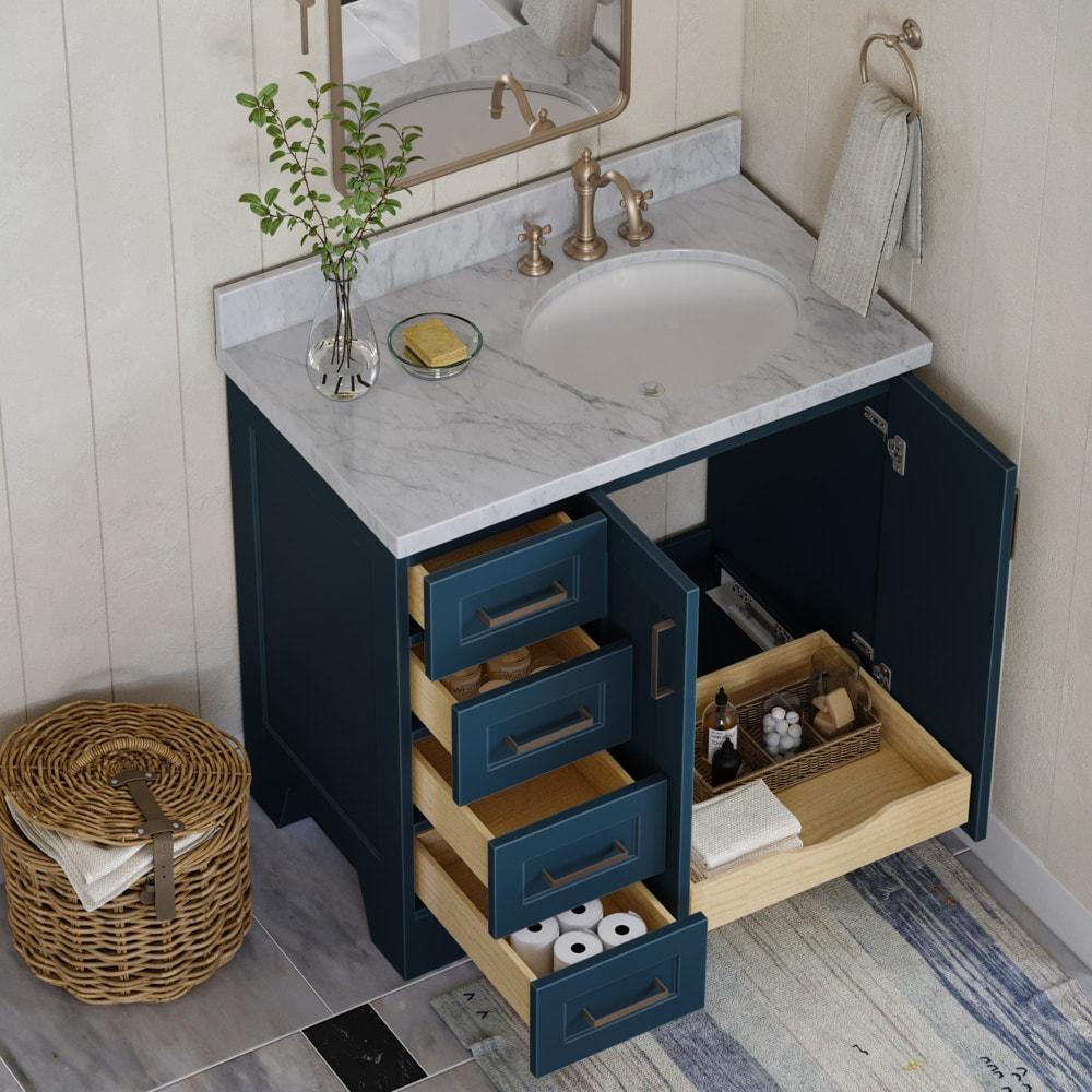 Sawyer 36'' Solid Wood Single Bathroom Vanity Base Only, Right Offset Base Cabinet without Top