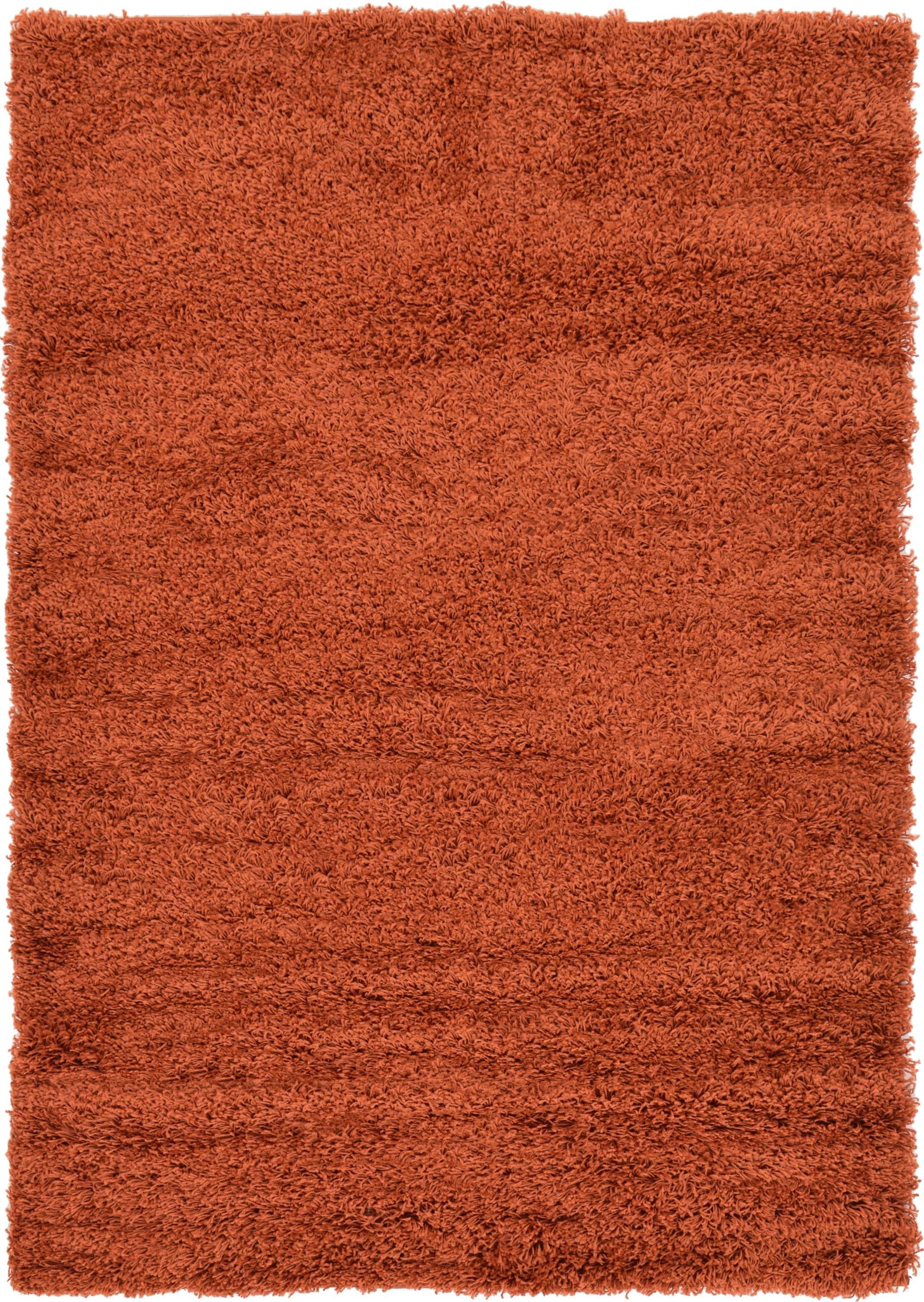 Unique Loom 4' 1 x 6' 1 Solid Shag Terracotta Area Rug