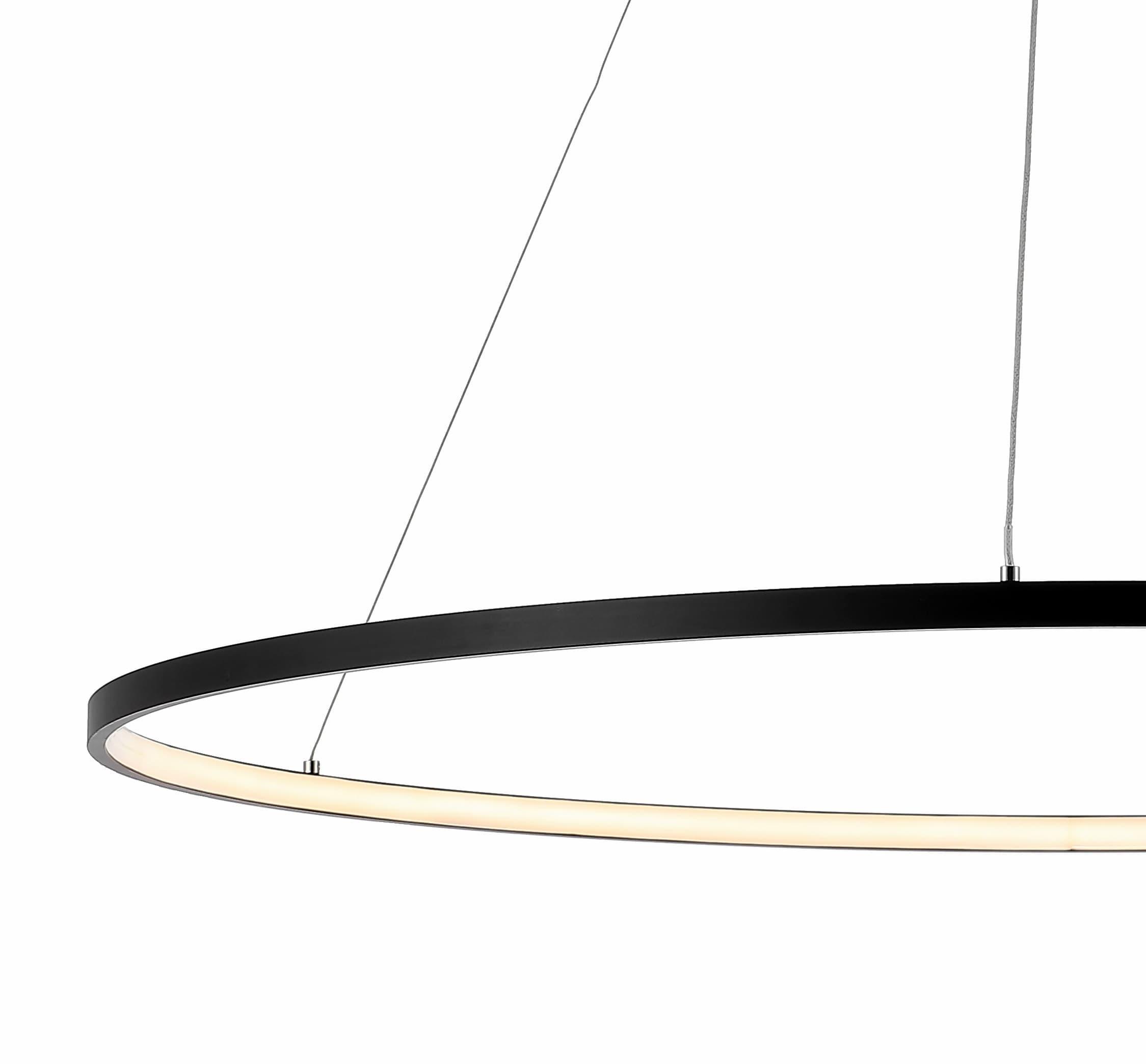 Circulo 35" Metal Round Modern Contemporary LED Integrated Pendant, Black