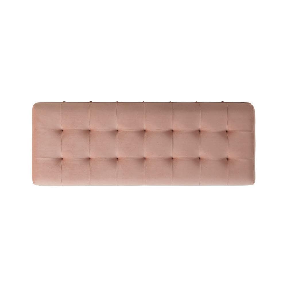 Jude Tufted Storage Ottoman Blush - Picket House Furnishings: Velvet Upholstered, Rectangular with Wooden Legs