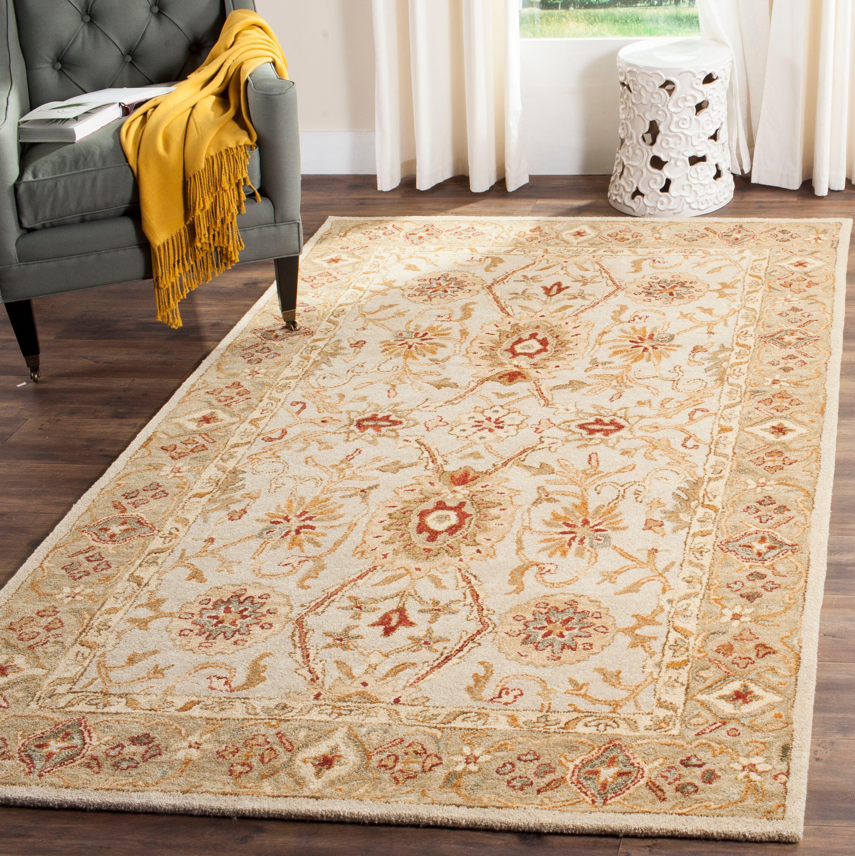 Antiquity AT816 Hand Tufted Indoor Area Rug - Grey Beige/Sage - 4'x6' - Safavieh