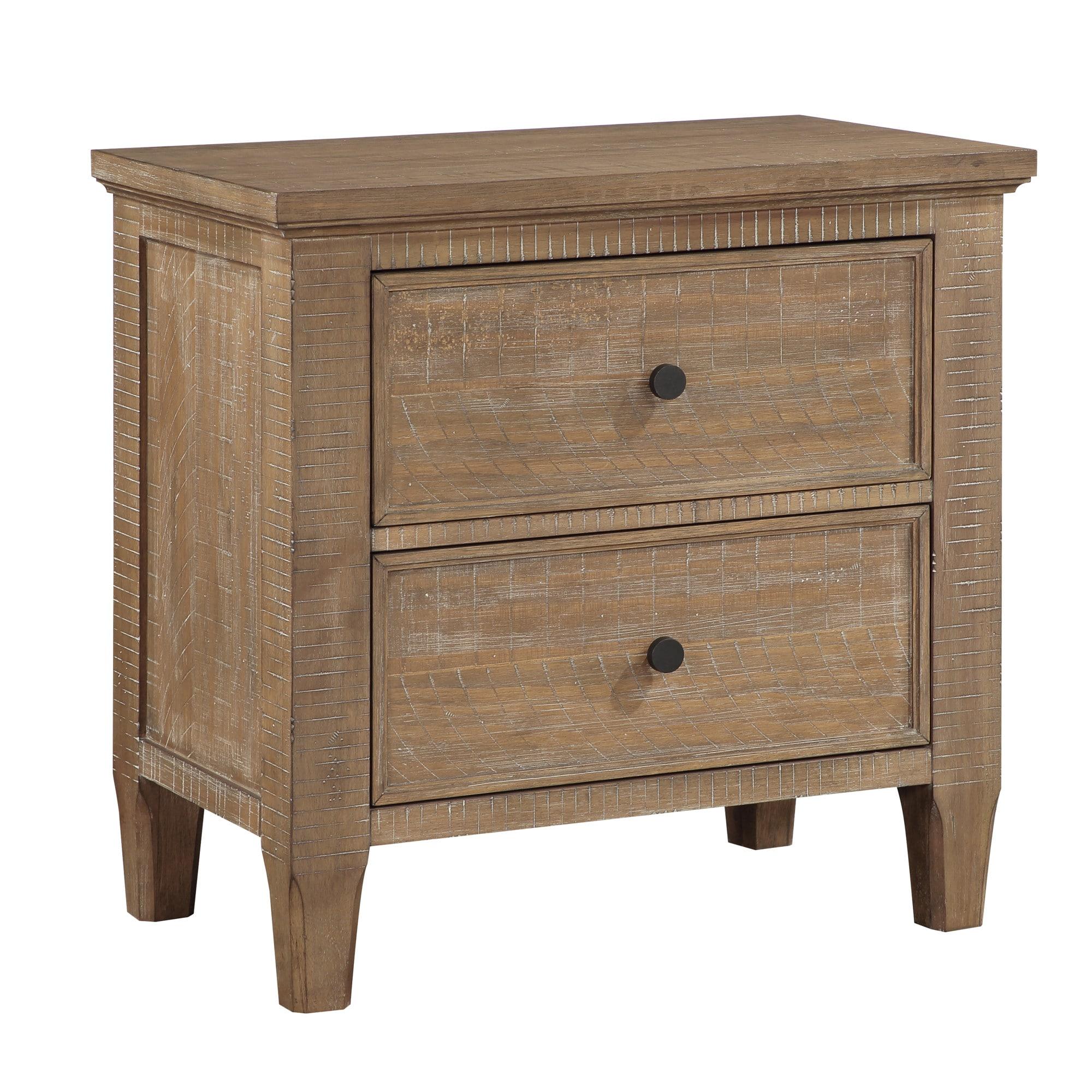 Steve Silver Riverdale Rustic Modern Nightstand with Two Drawers, Driftwood