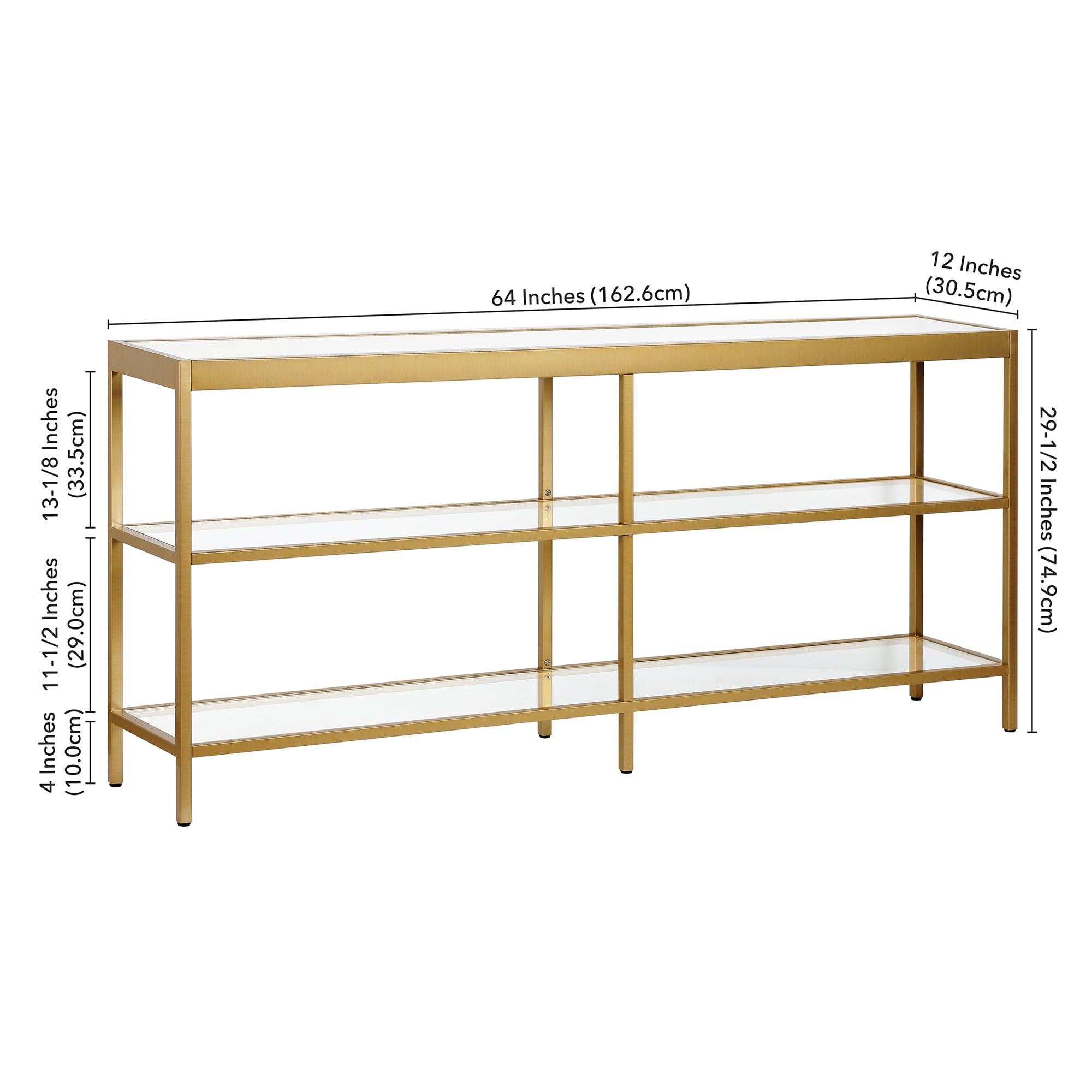 Evelyn&Zoe Alexis 64" Wide Rectangular Console Table, Brass