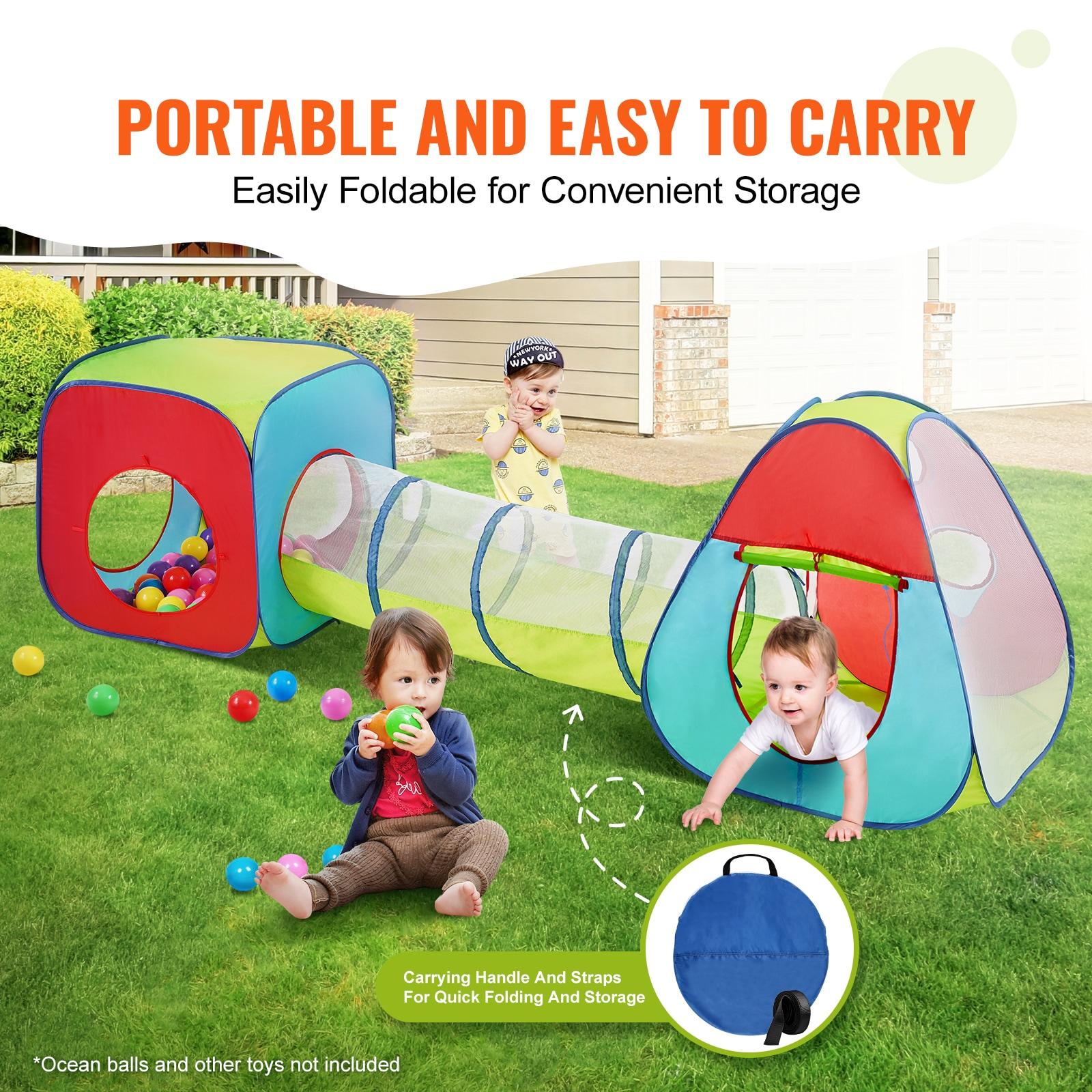 3 in 1 Kids Play Tent with Tunnel, Multi Color