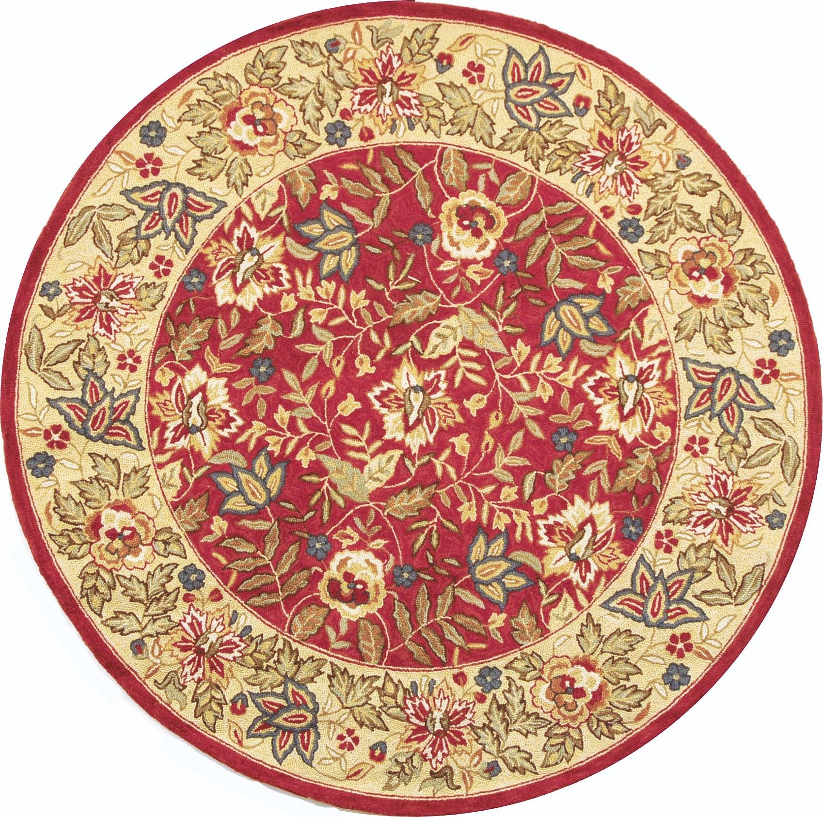 Chelsea HK140 Hand Hooked Area Rug - Red/Ivory - 8' round - Safavieh.