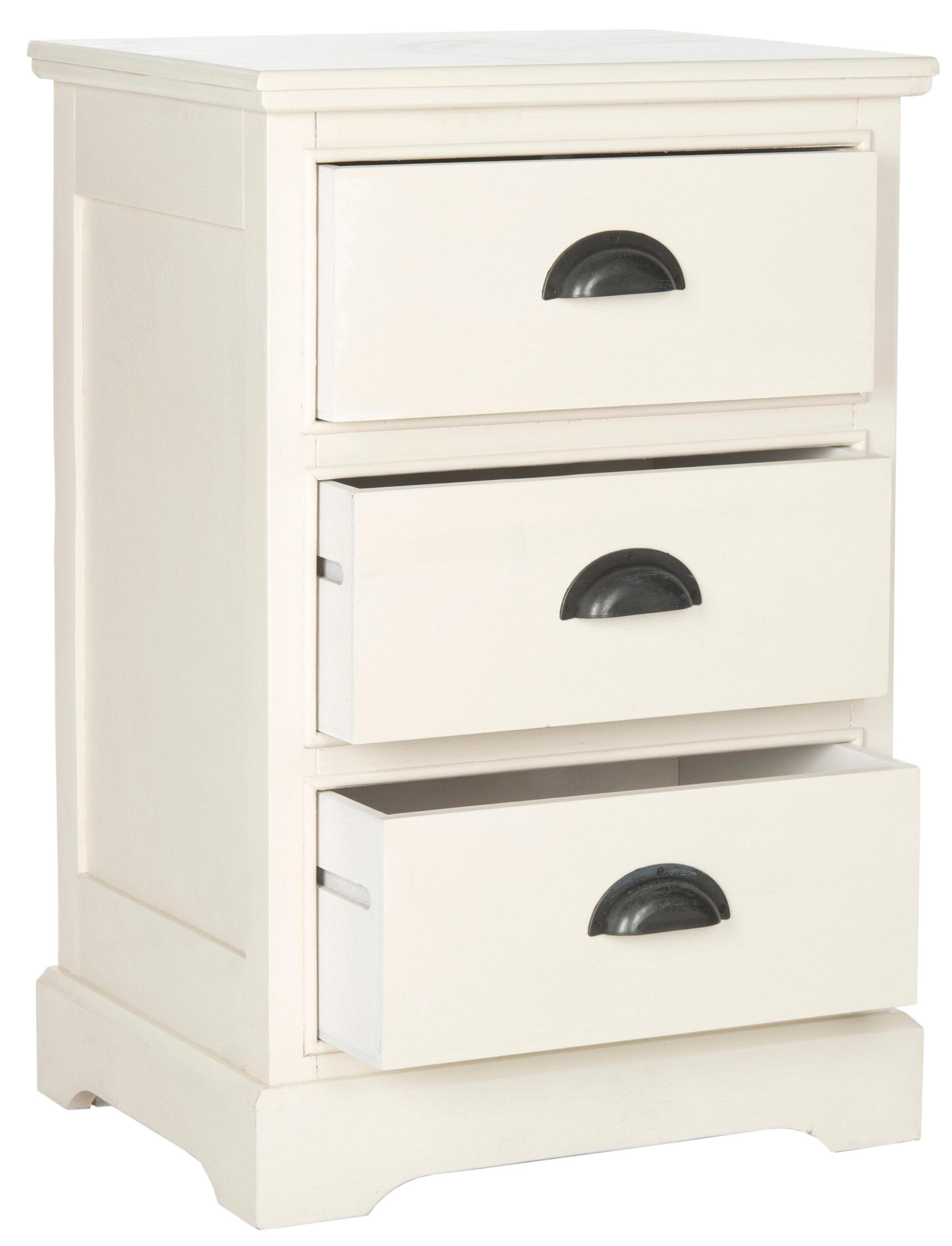 Griffin 3 Drawer Side Table - White - Safavieh.