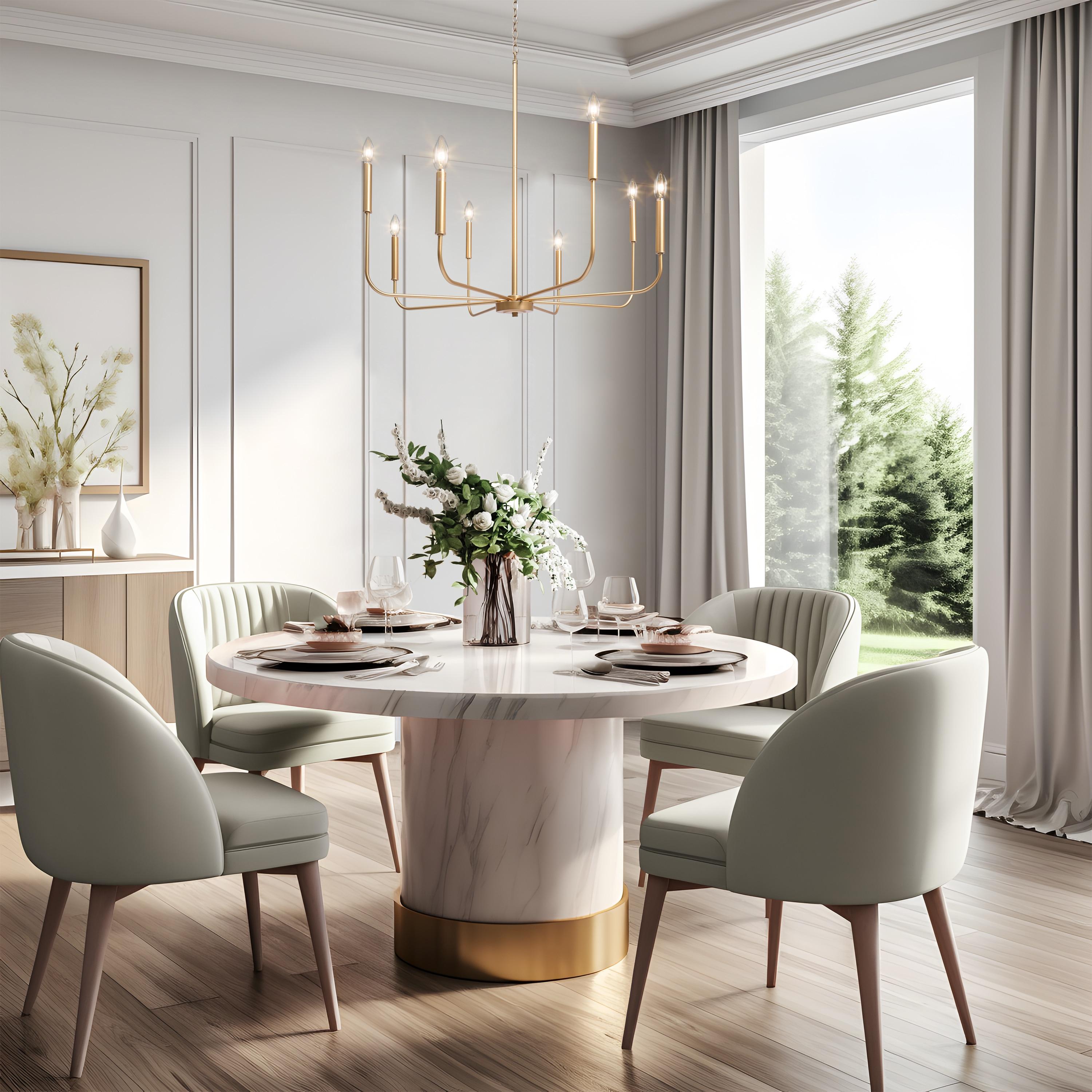 LNC 8-Light Matte Gold Modern/Contemporary Candle LED Dry rated Chandelier for Living Room