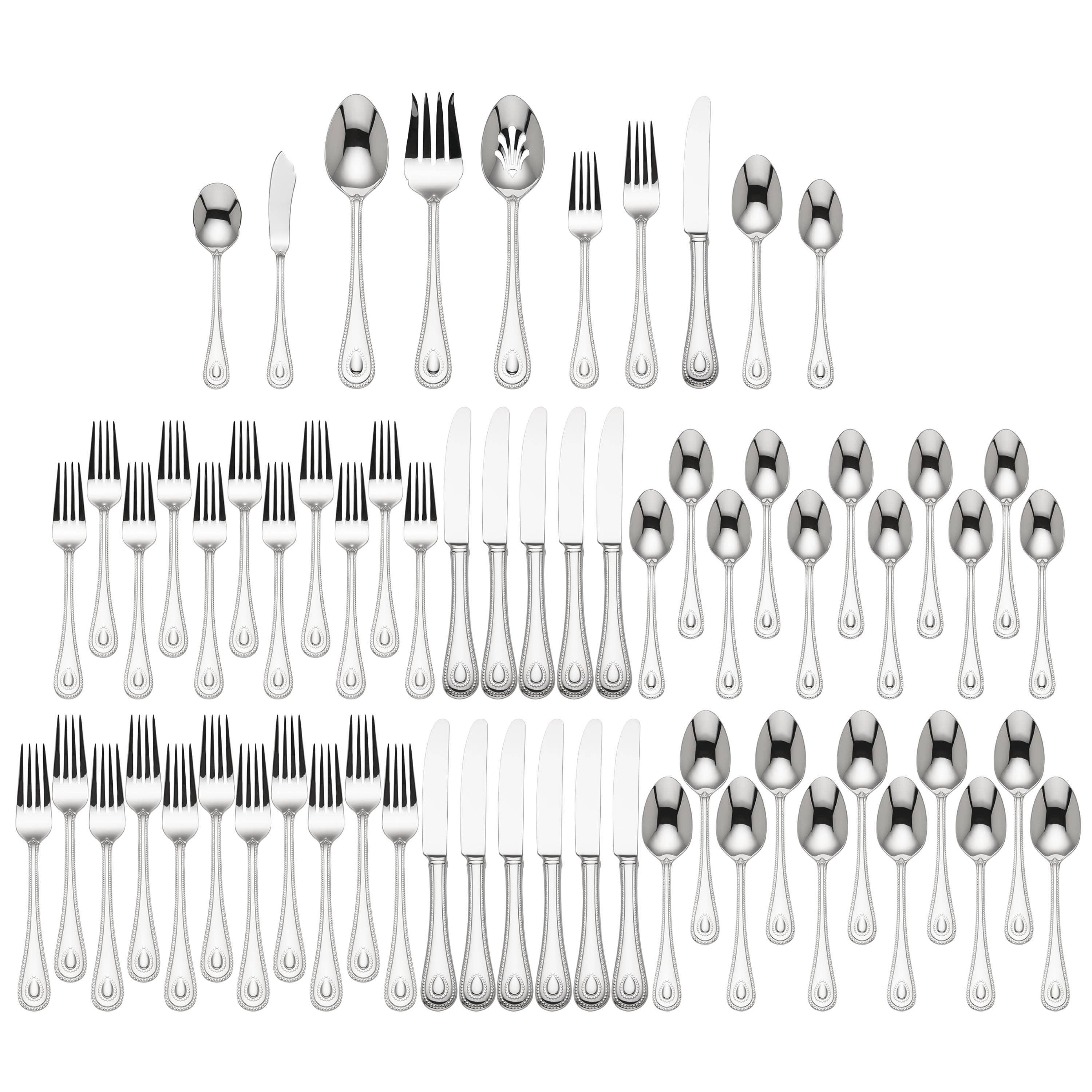 Lenox 65-Piece French Perle Flatware Set, Silver - 829739