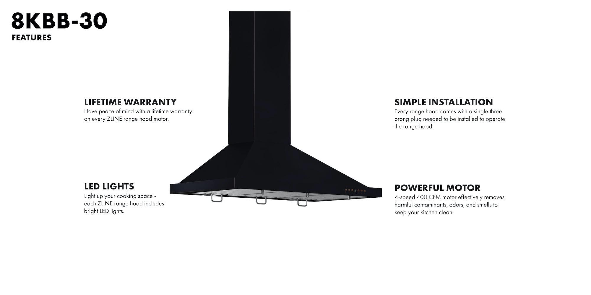 ZLINE 30" Designer Series Fingerprint Resistant Convertible Vent Wall Mount Range Hood