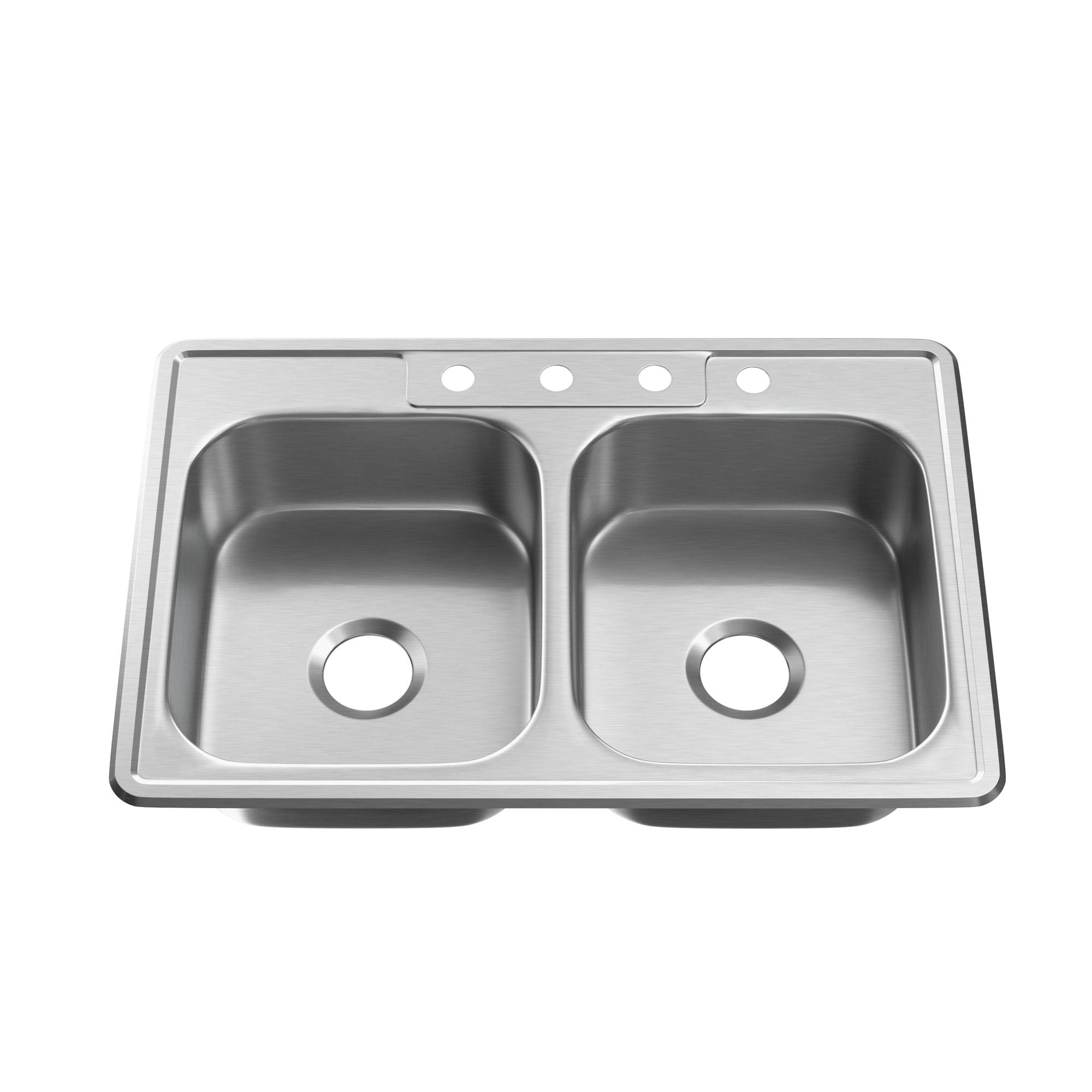 33'' Drop-In Double Bowl Stainless Steel Kitchen Sink