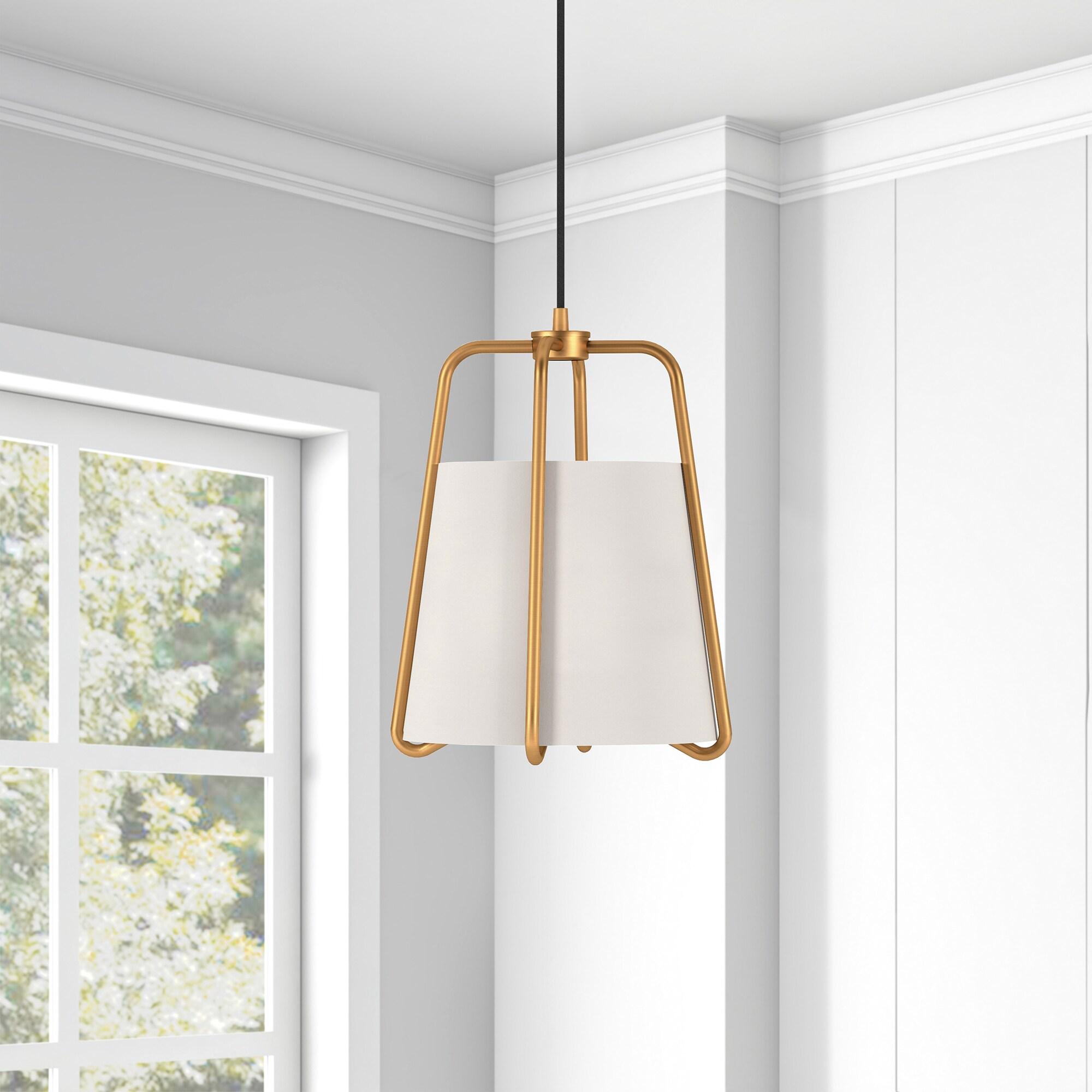 Evelyn&Zoe Mid-Century Modern Fabric and Metal Pendant