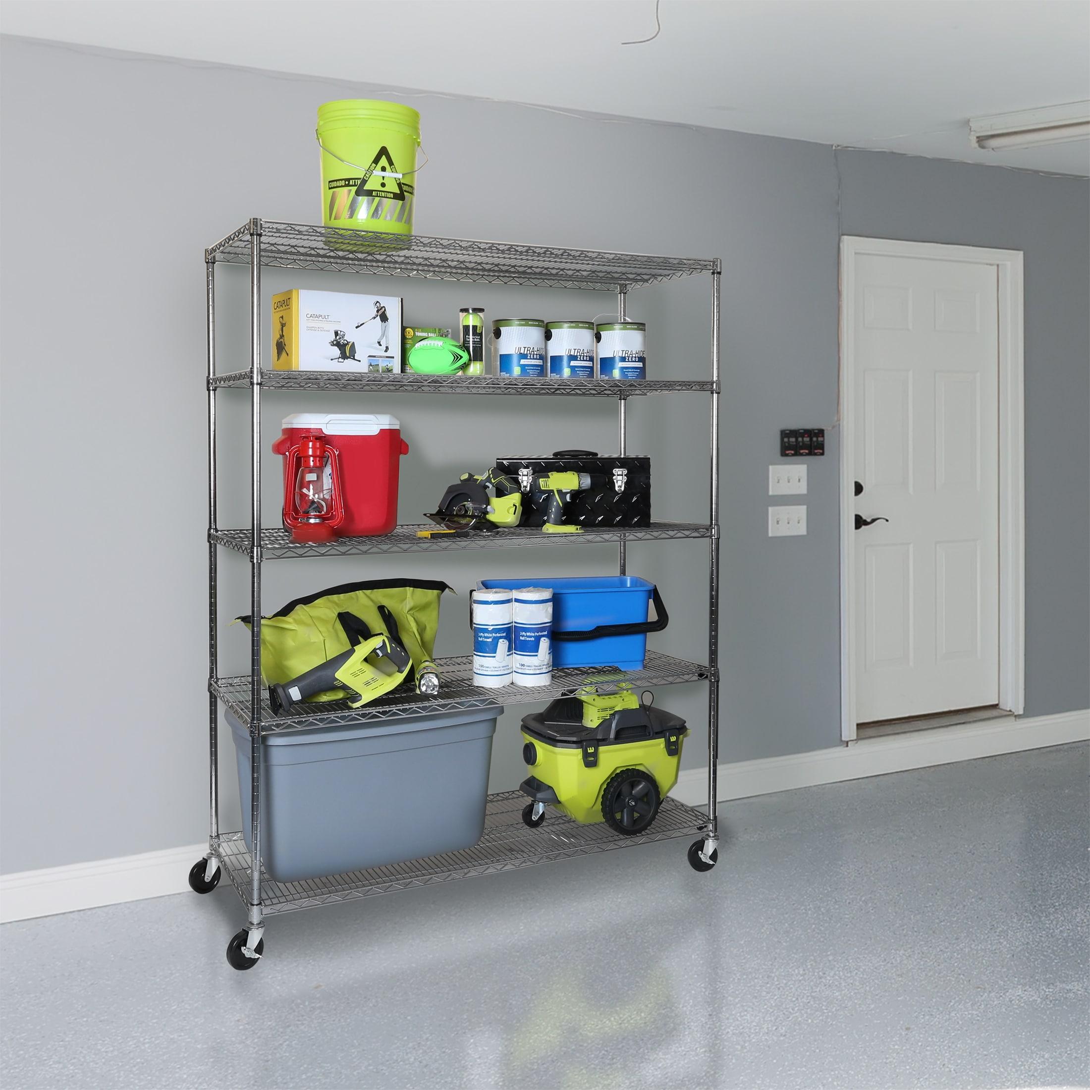UltraDurable 24" D 5-Tier NSF-Certified Steel Shelving with Wheels