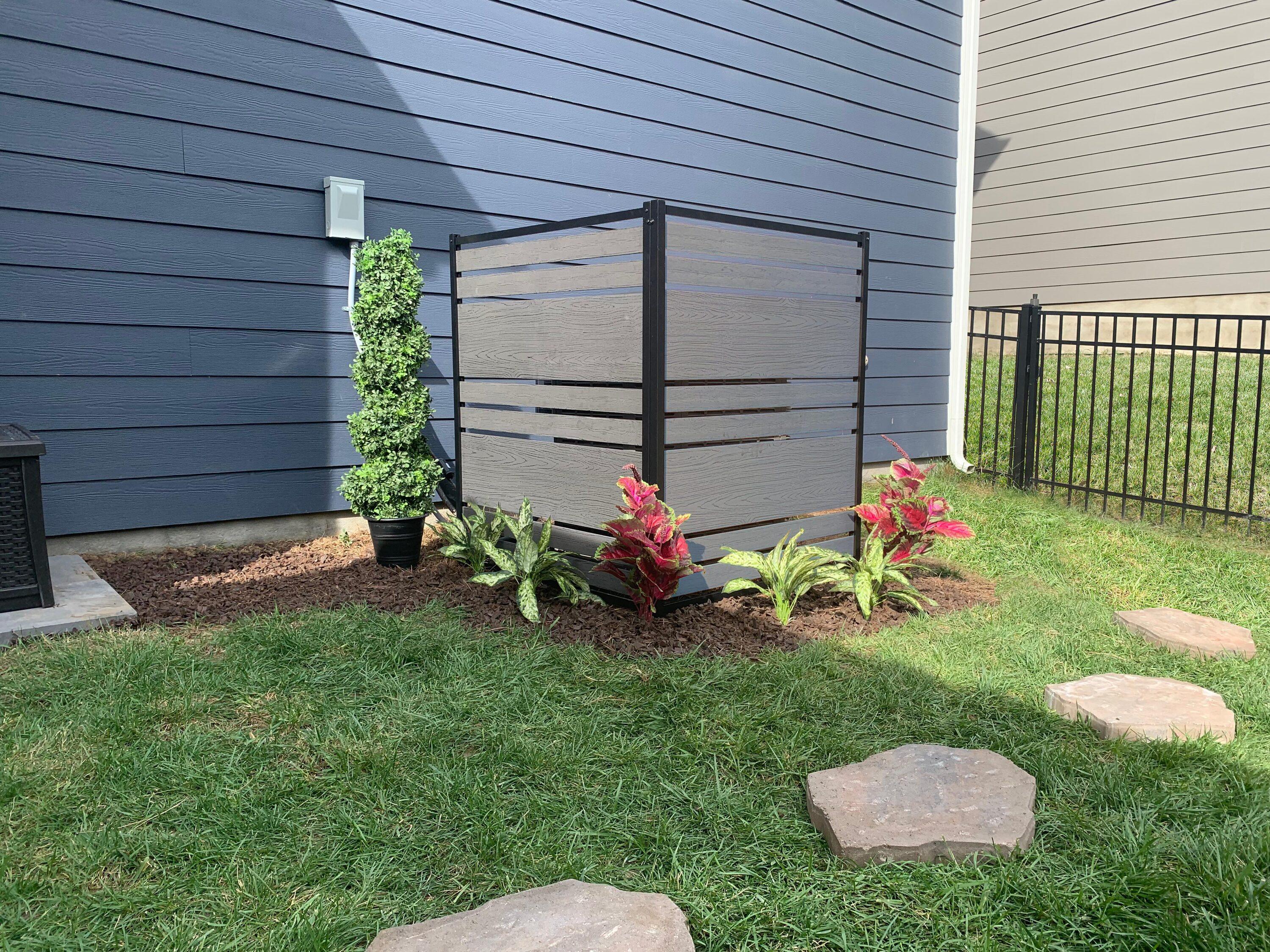 Enclo 48in H x 40in W (2 Panels) No Dig Enclo Vienna Charcoal Color Woodtek Privacy Screen, Outdoor Vinyl Privacy Fence Panel, Privacy Wall for Trash Cans & Air Conditioner Fence, Patio Privacy Screen, EC18018