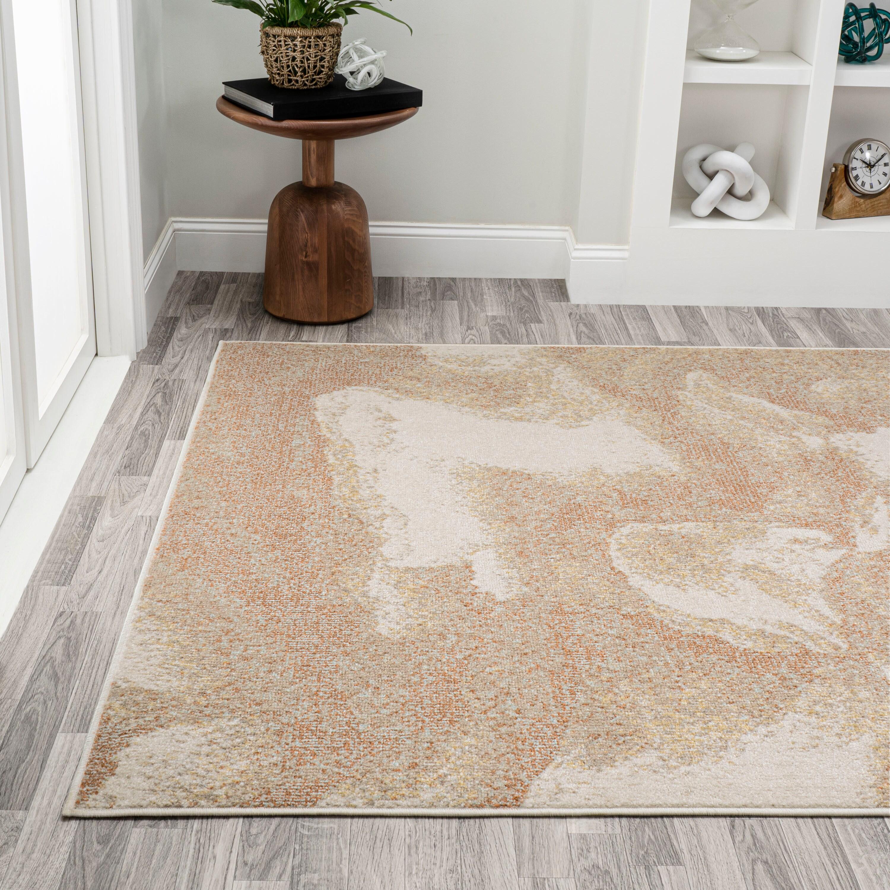 3' x 5' Petalo Abstract Two-Tone Modern Area Rug, Orange/Beige/Cream - JONATHAN Y