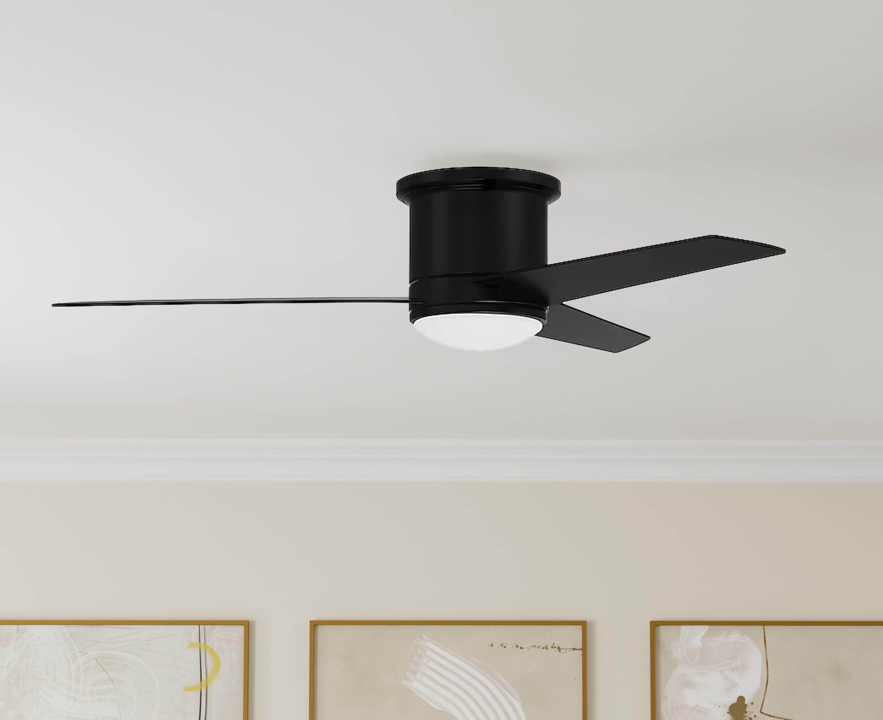 Cole 52" Flat Black Modern Ceiling Fan with LED Light and Remote