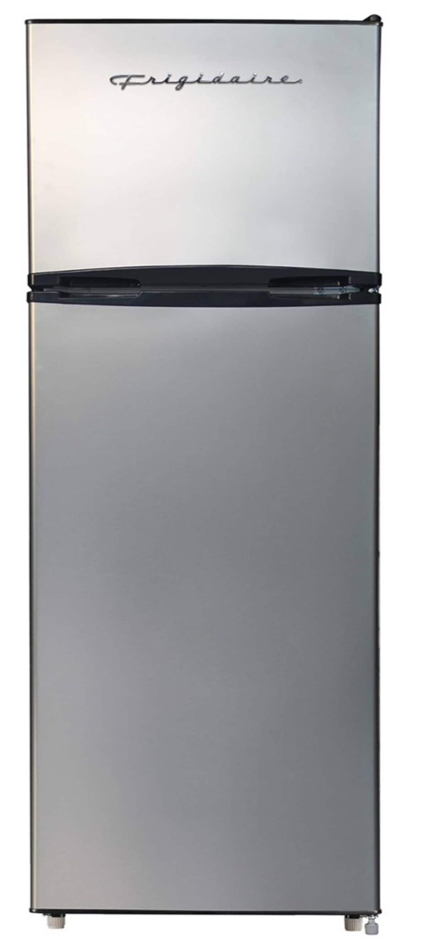 Frigidaire 7.5 cu ft top-Mount Refrigerator - Platinum: Stainless Steel, Freestanding, Adjustable Shelves, Reversible Door