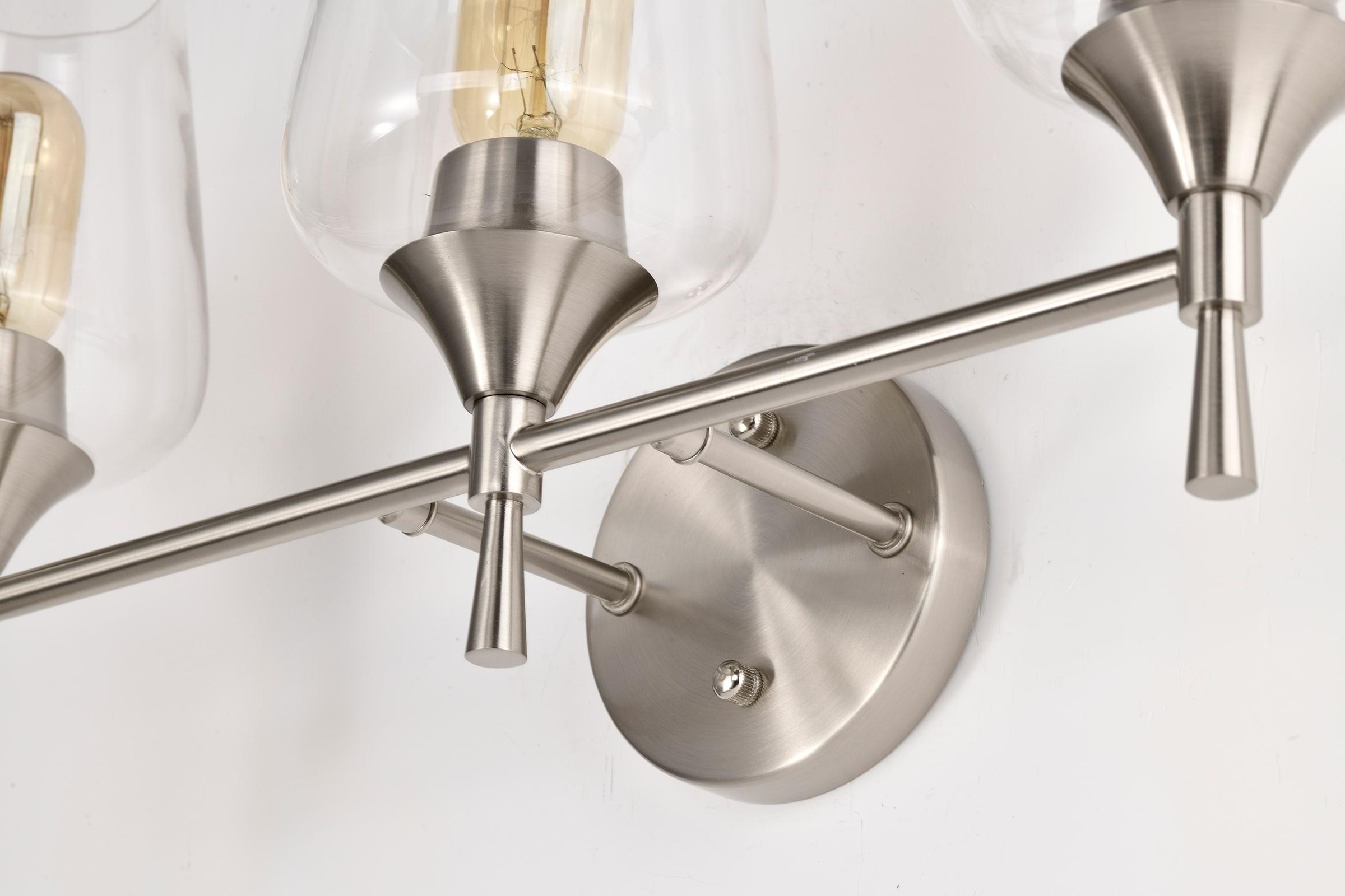 Edvivi 3-Light Vanity Lights, Modern Brushed Nickel with Clear Glass Shade Bathroom Light Fixtures, Wall Light for Mirrors, Bedroom, Living Room, Hallway