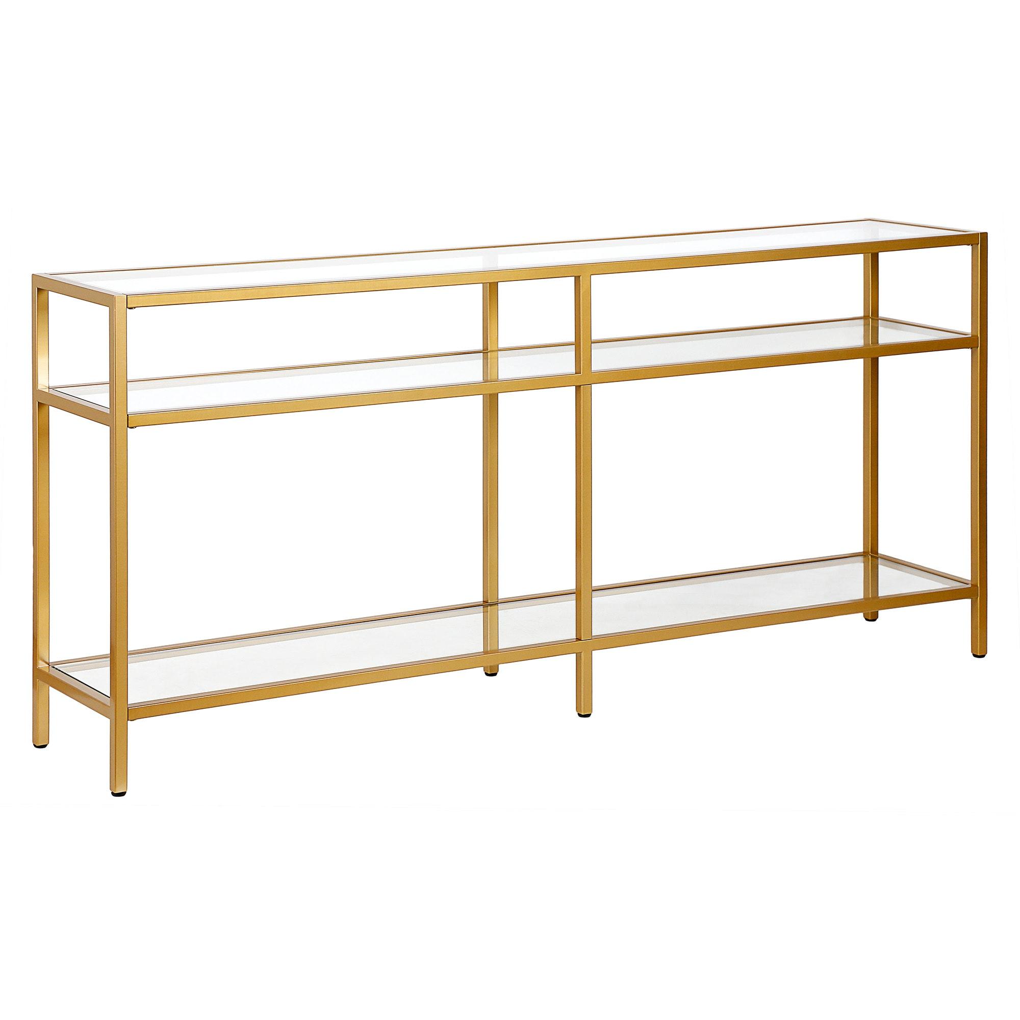 Evelyn&Zoe Sivil 64" Wide Rectangular Console Table, Brass