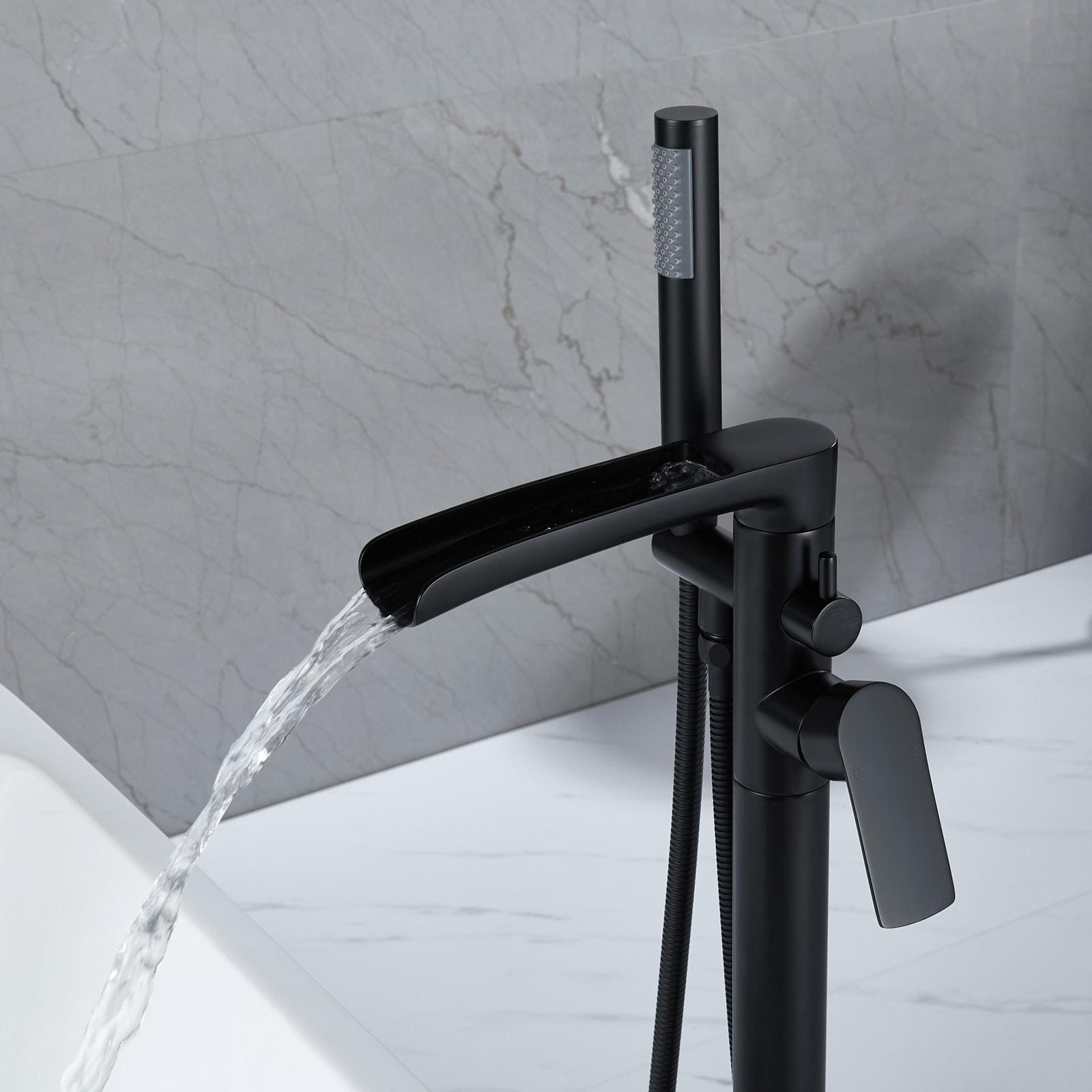 Single-Handle Freestanding Floor Mount Roman Tub Faucet Bathtub Filler with Hand Shower