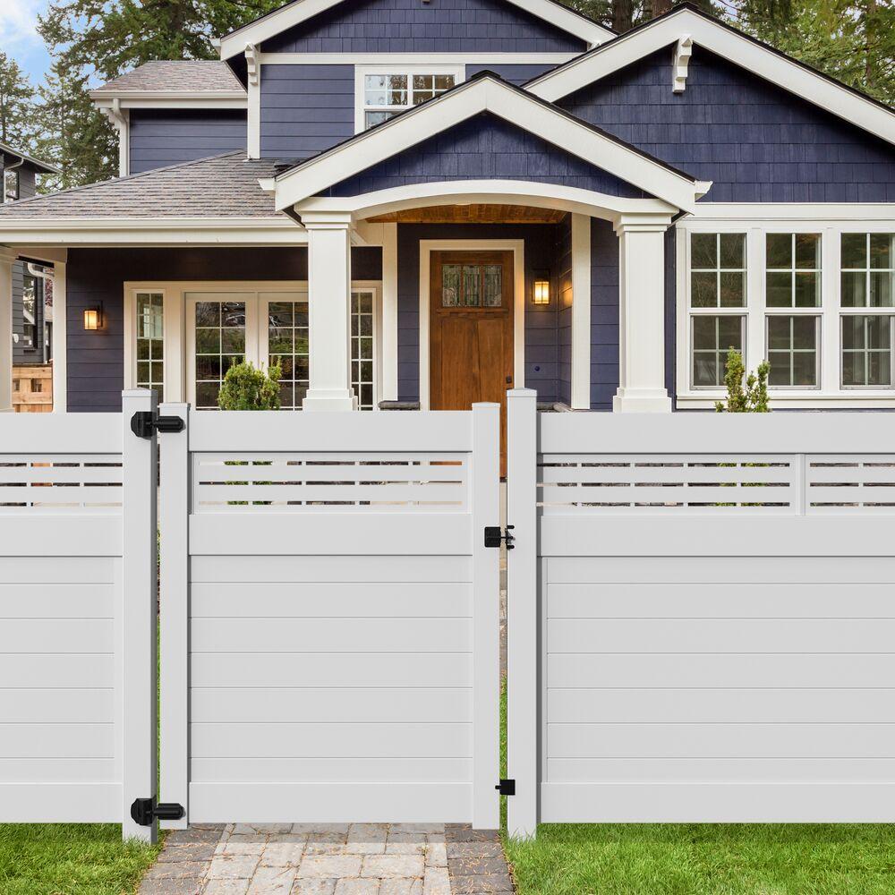 Barrette Outdoor Living Horizontal Fence Boardwalk White Vinyl Panel Kit