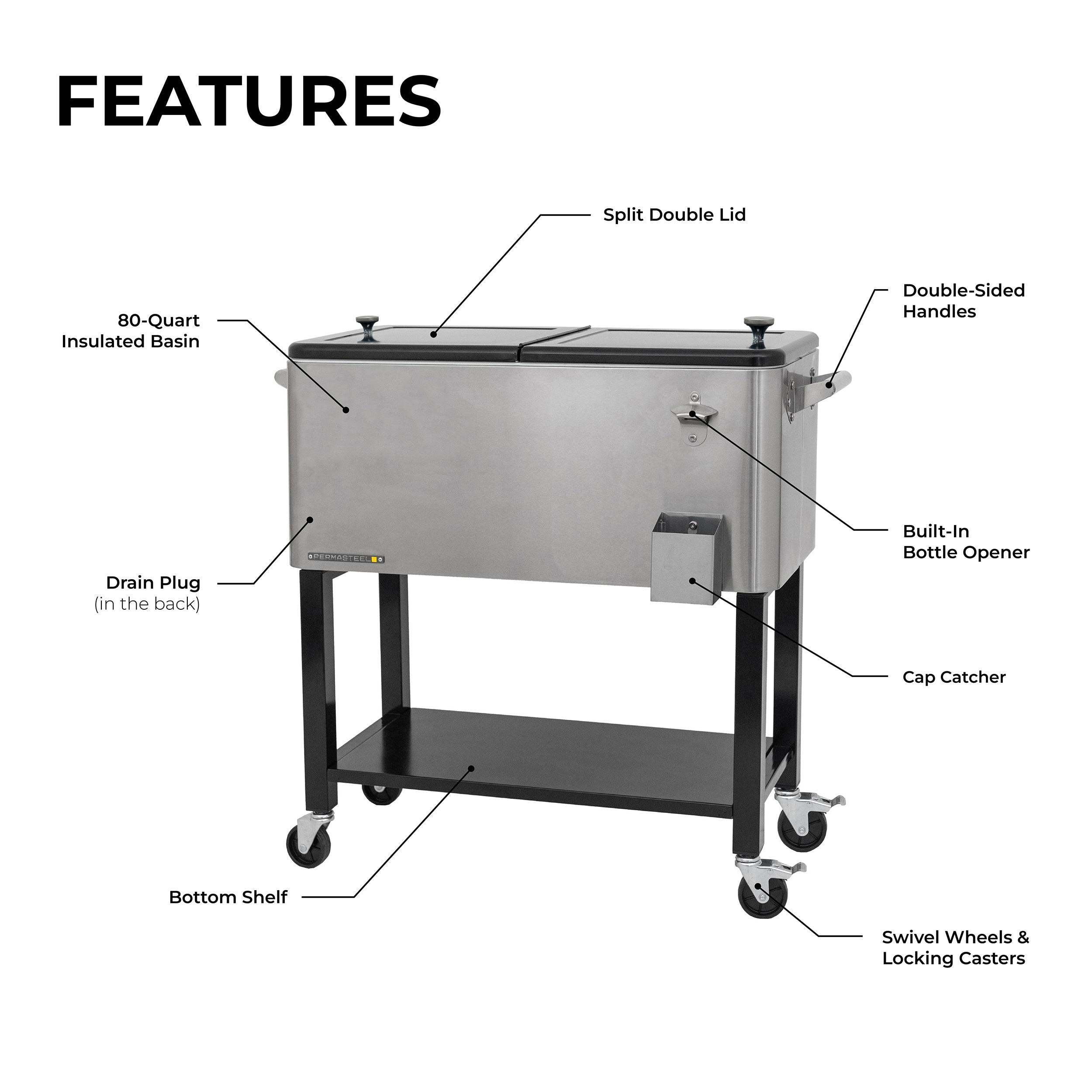 Permasteel 80-Qt Outdoor Patio Cooler with Removable Basin