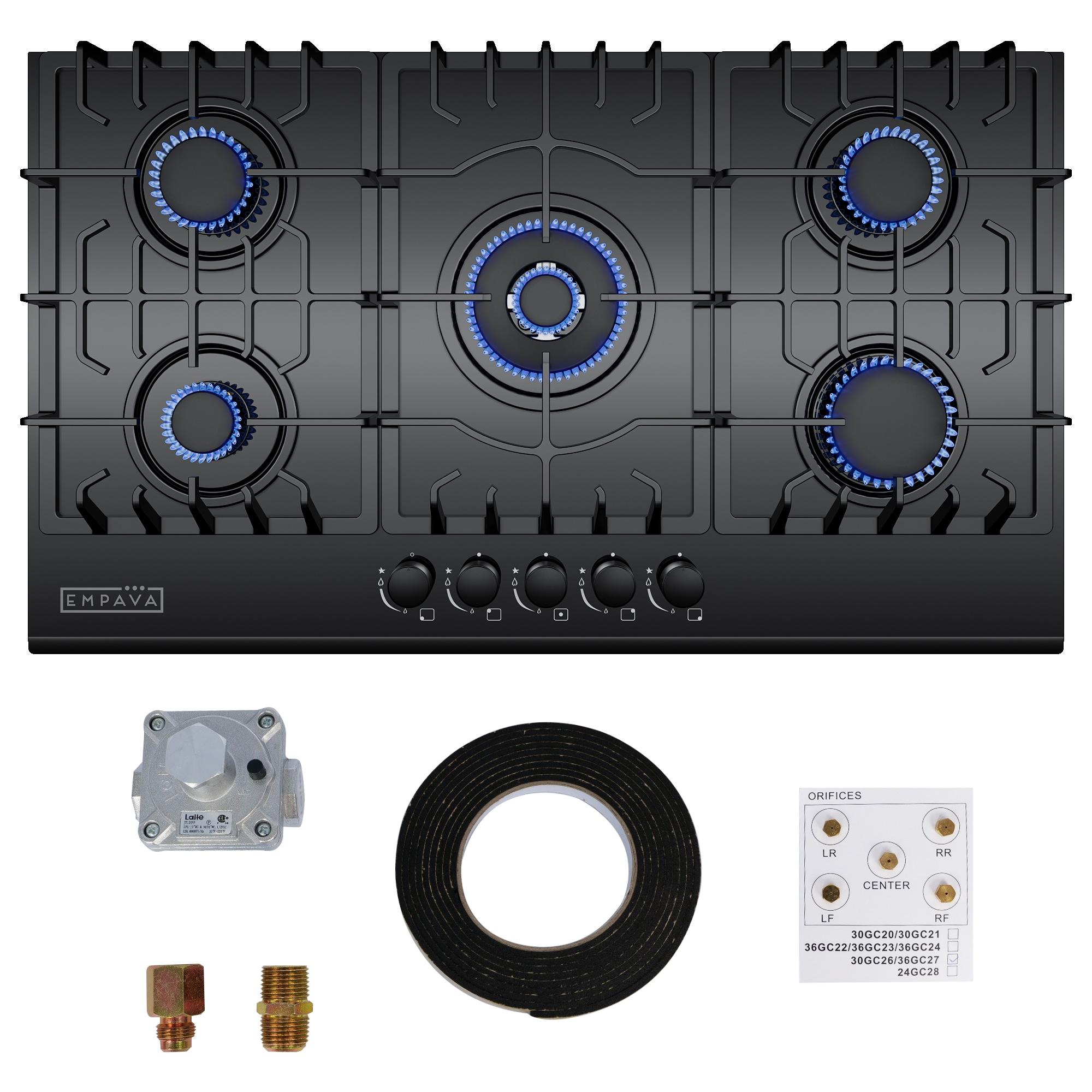 Empava 36" Black 5 Burner Cooktop