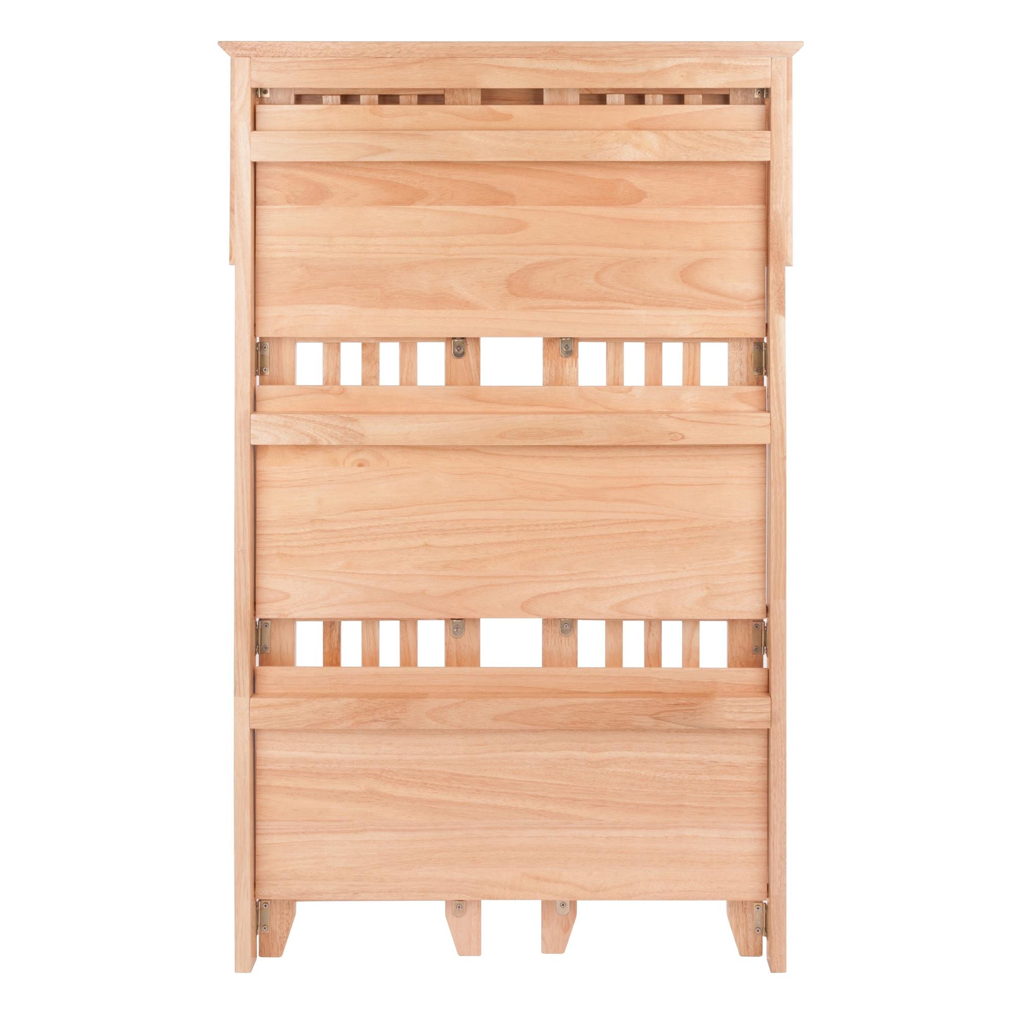 42" 4 Tier Foldable Bookshelf Natural - Winsome: Beech Wood, Slatted-Side, Home Office Storage