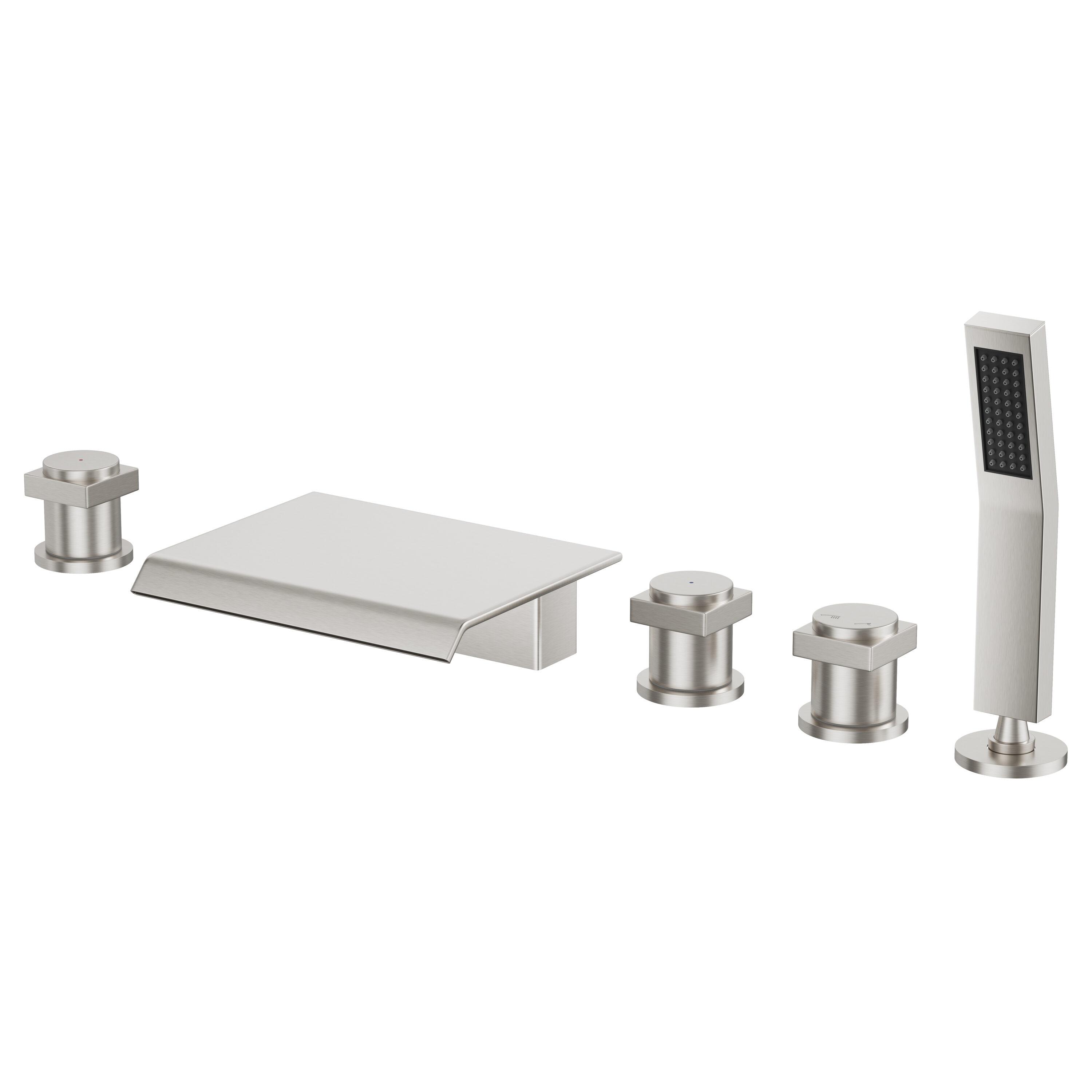 Single Handle Free Standing Bathtub Faucet with Diverter and Handshower