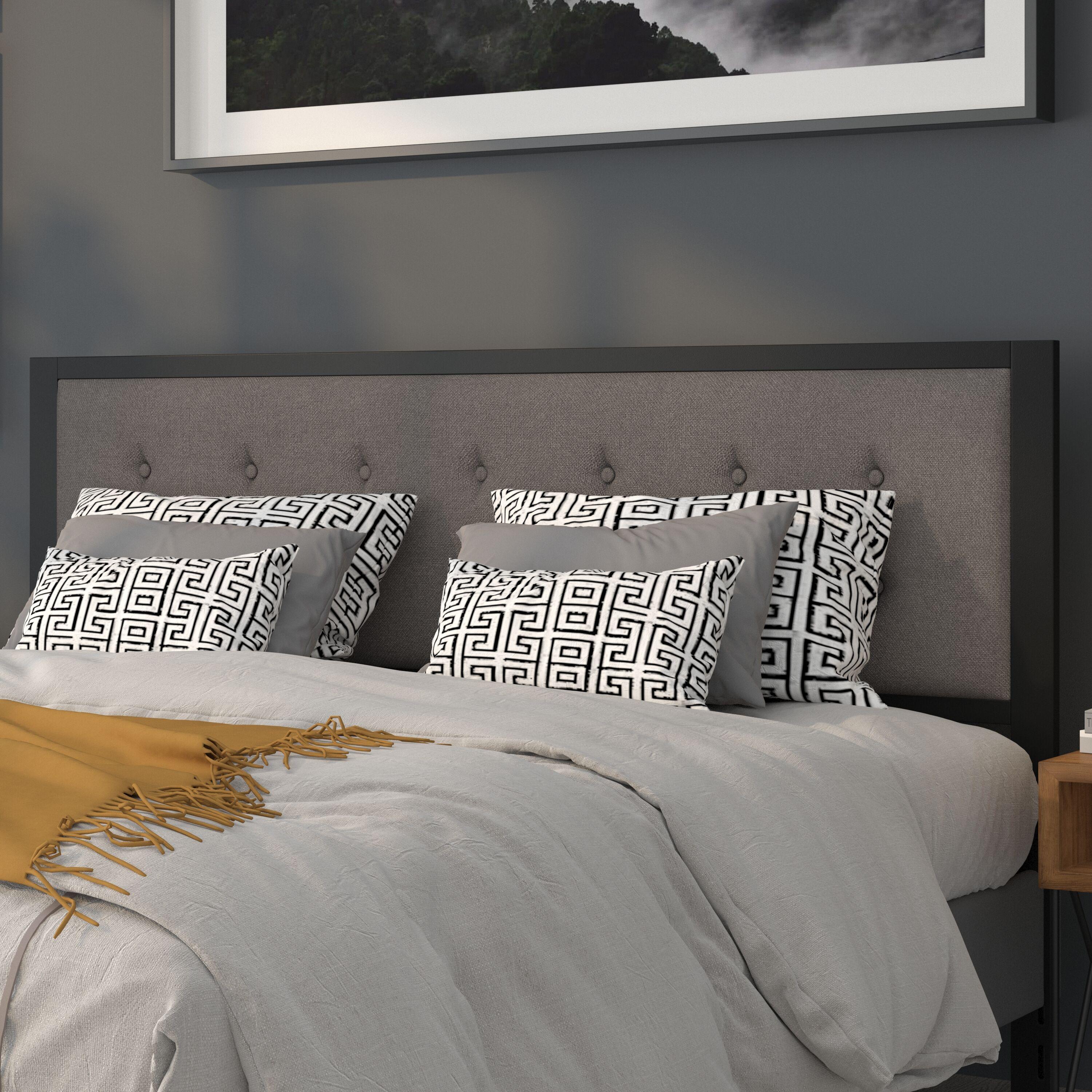 Flash Furniture Bristol Metal Tufted Upholstered King Size Headboard in Dark Gray Fabric